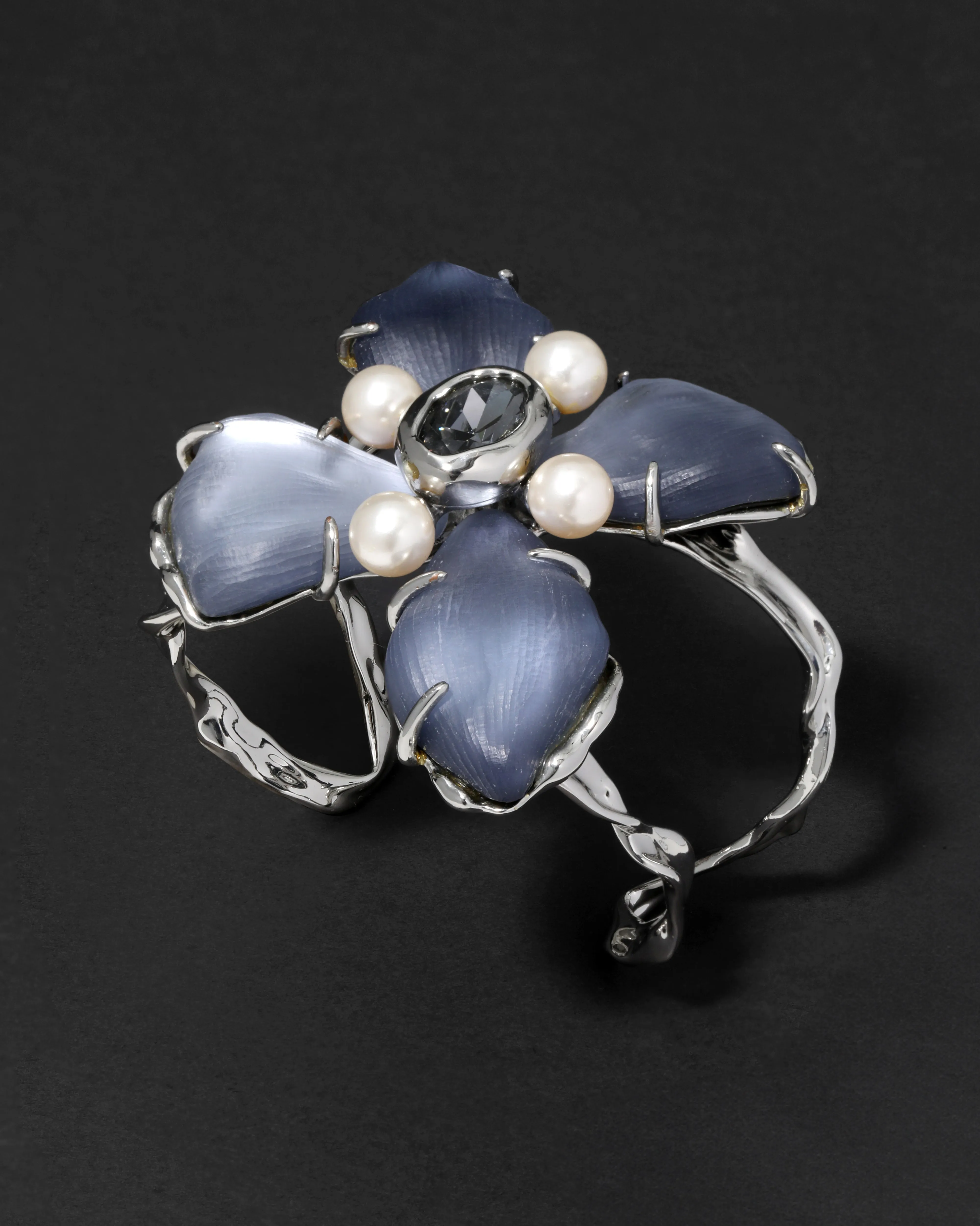 Archive Byzantine Lucite Flower Cuff Bracelet - Ocean sold by Alexis Bittar