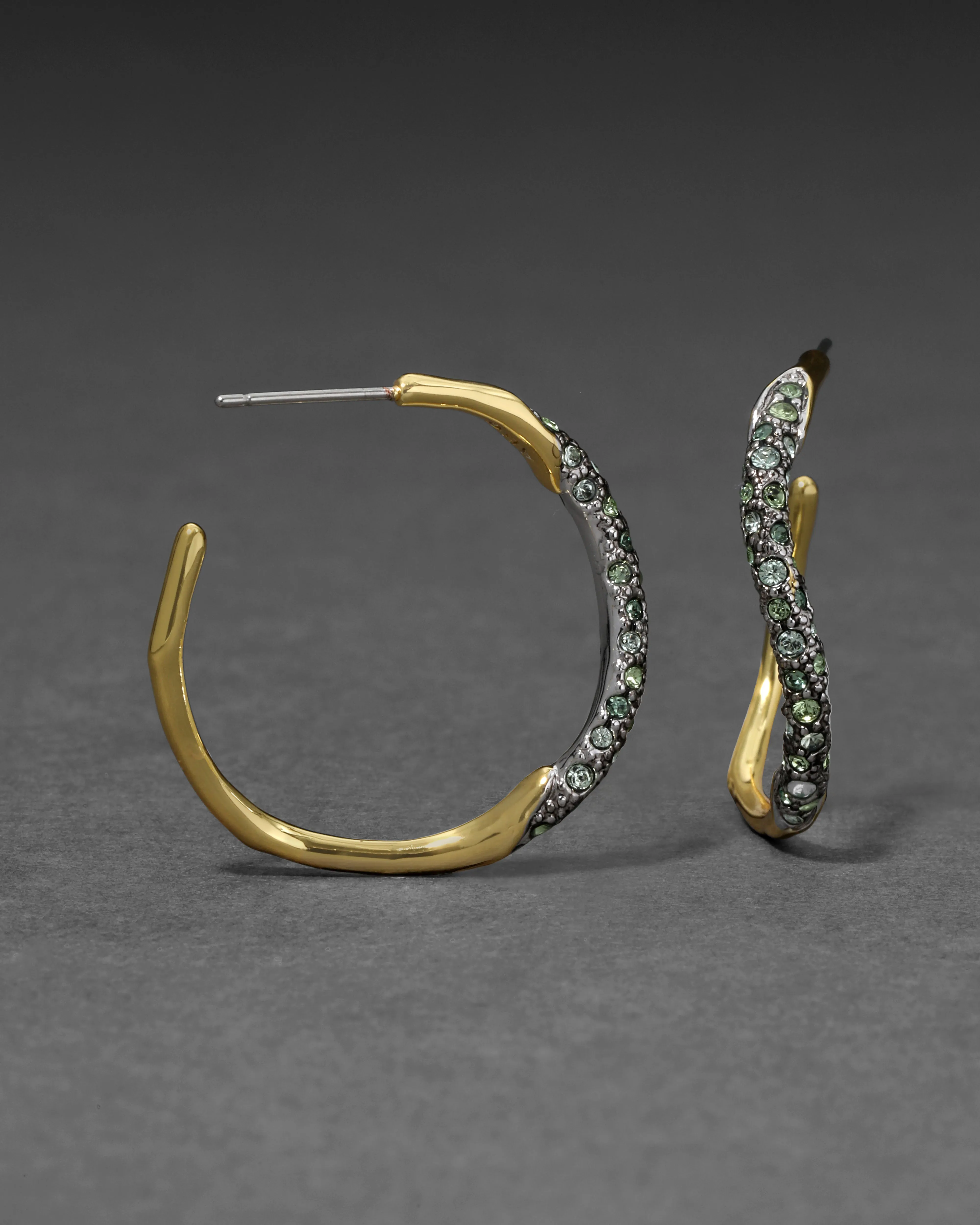 Two Tone Pave Hoop Earring- Basil sold by Alexis Bittar product image thumbnail 4