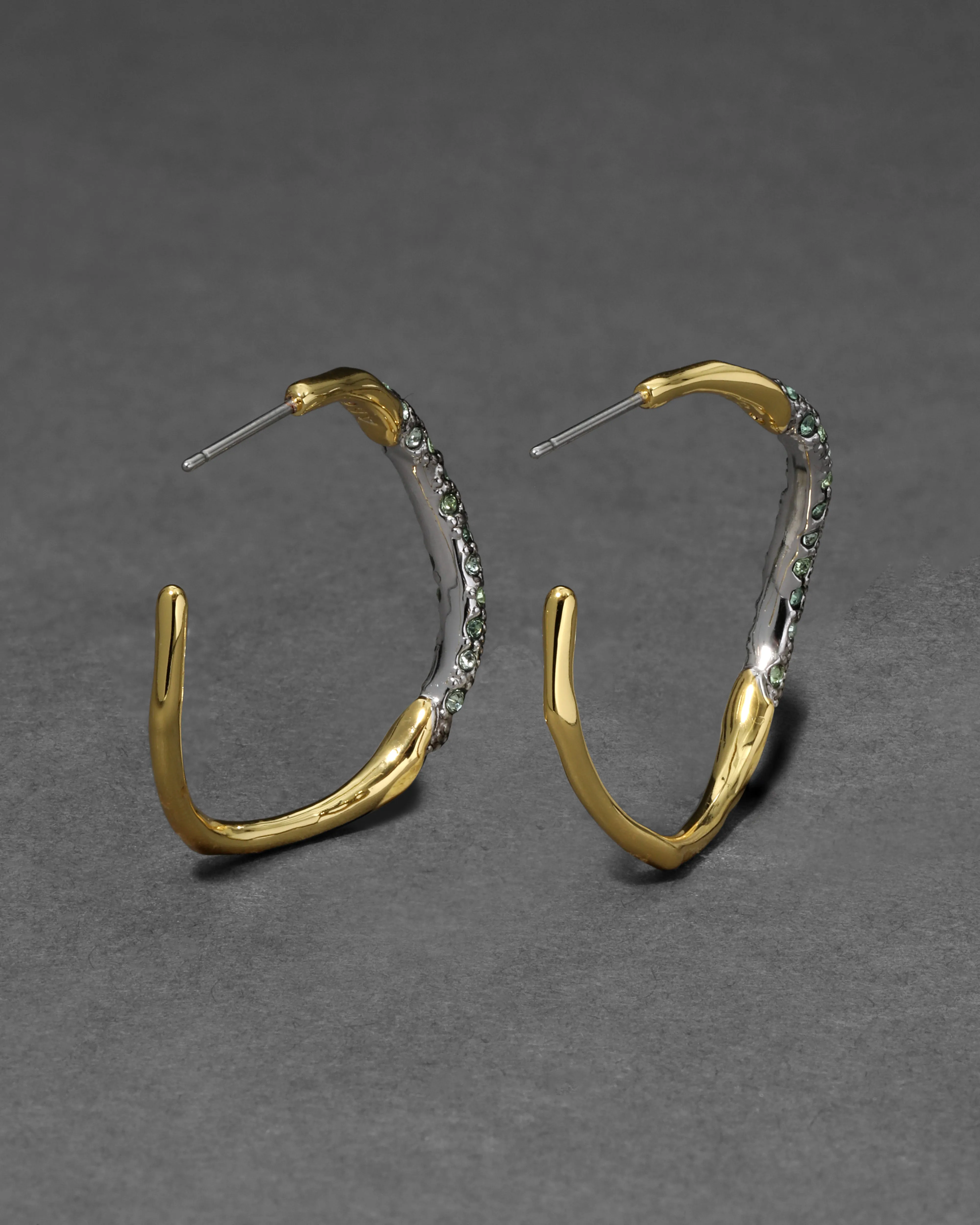Two Tone Pave Hoop Earring- Basil sold by Alexis Bittar product image thumbnail 5