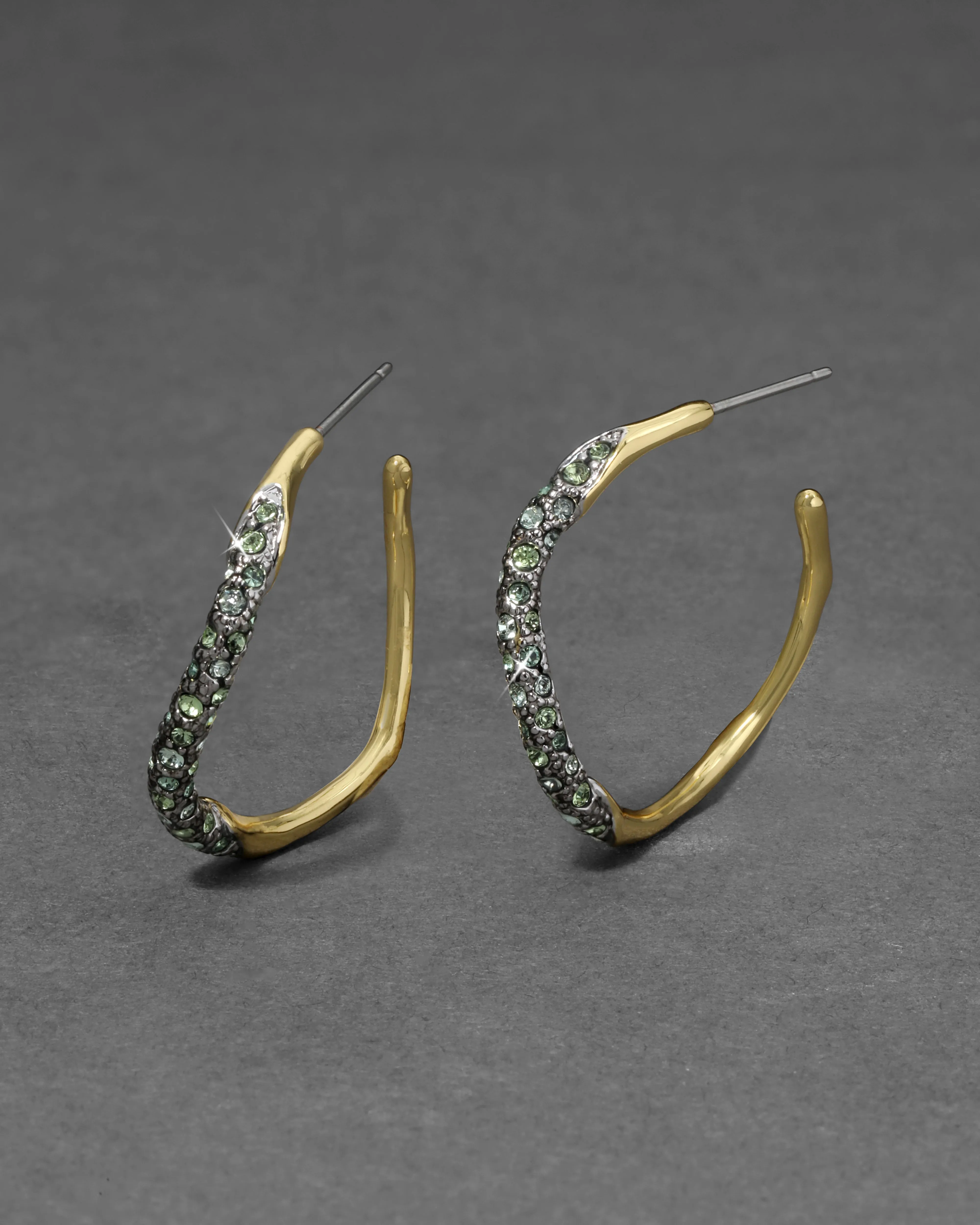 Two Tone Pave Hoop Earring- Basil sold by Alexis Bittar