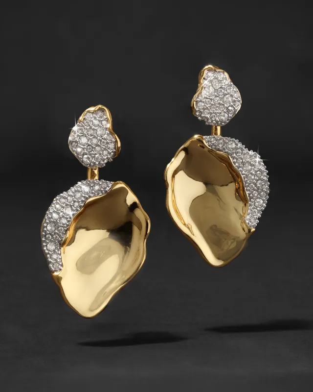 Solanales Crystal Gold Petal Front Back Earring made by Alexis Bittar