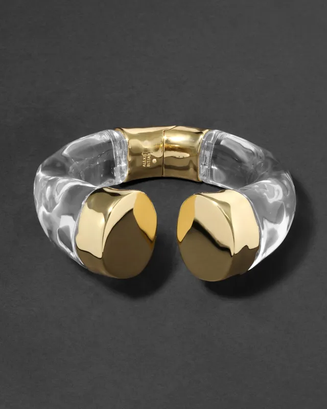 Liquid Lucite Gold Large Capped Hinge Bracelet made by Alexis Bittar