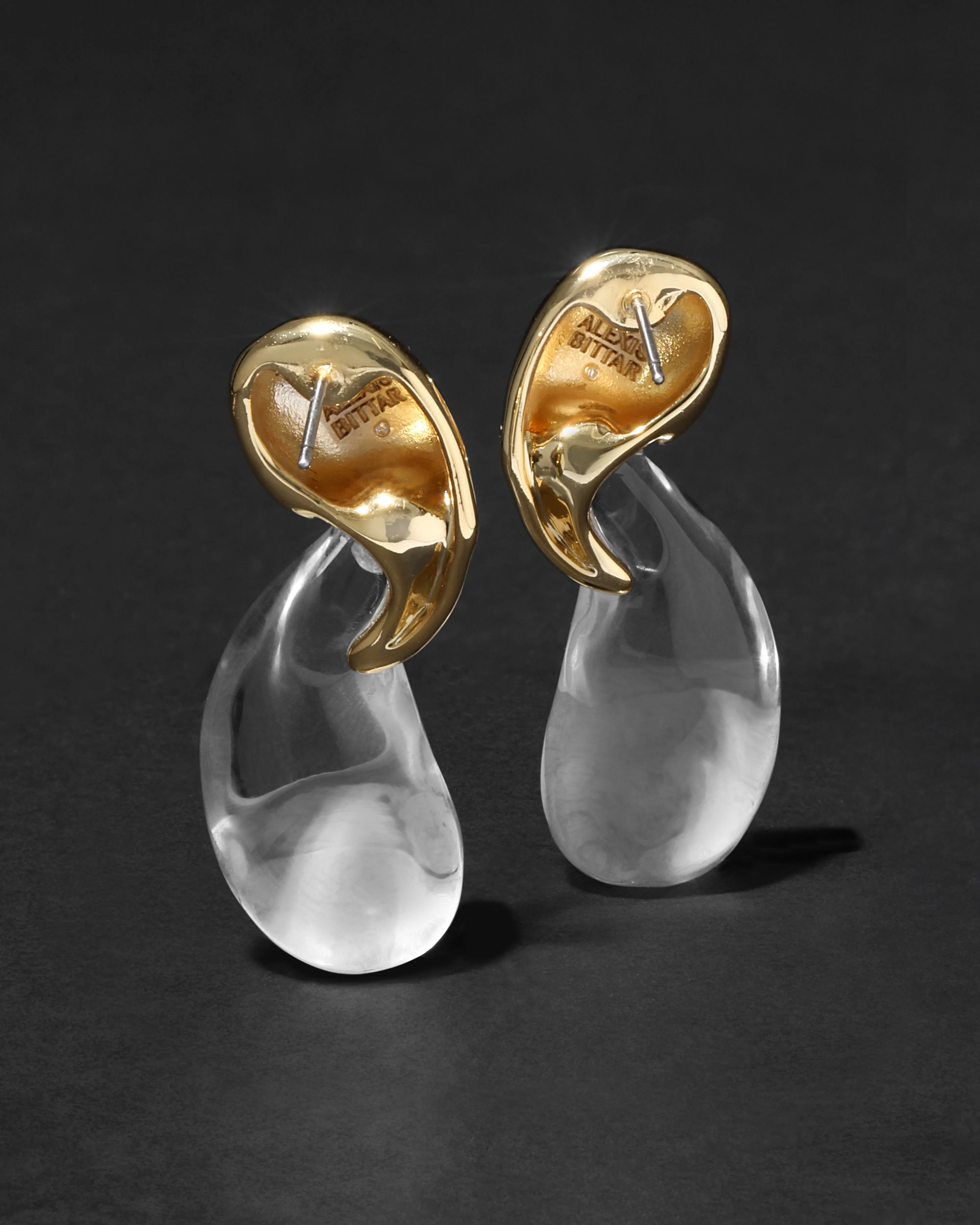 Liquid Lucite Gold Modernist Small Post Earring sold by Alexis Bittar product image thumbnail 4