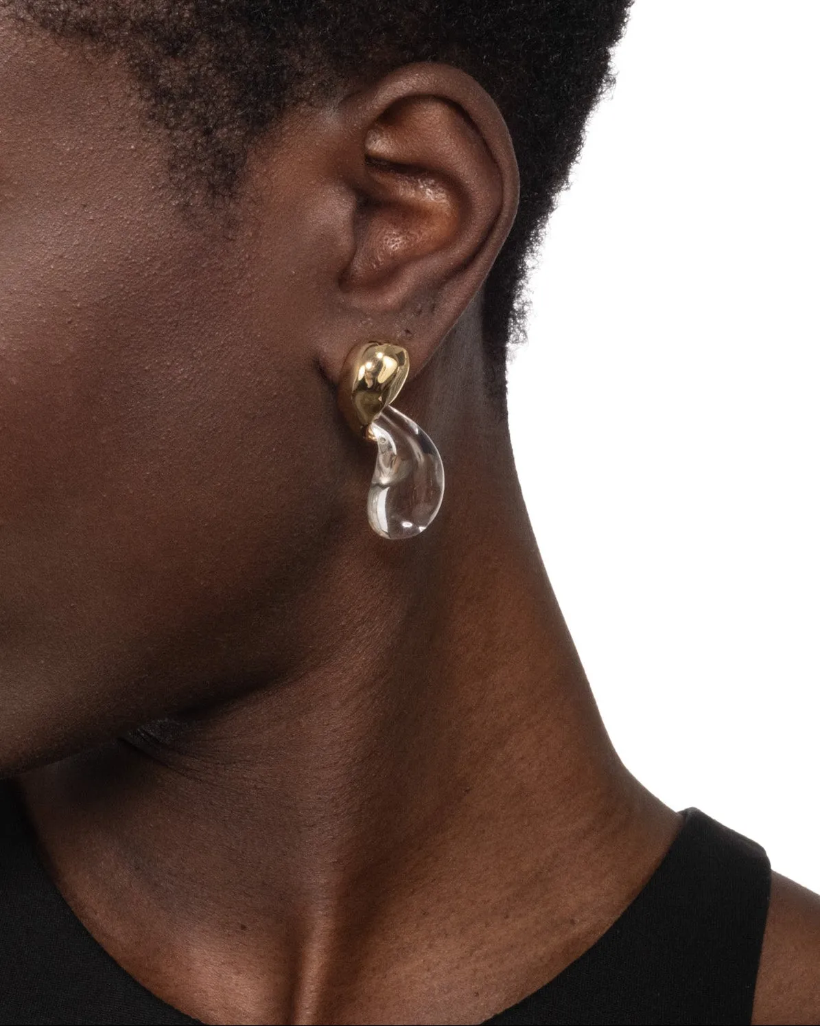 Liquid Lucite Gold Modernist Small Post Earring sold by Alexis Bittar product image thumbnail 3