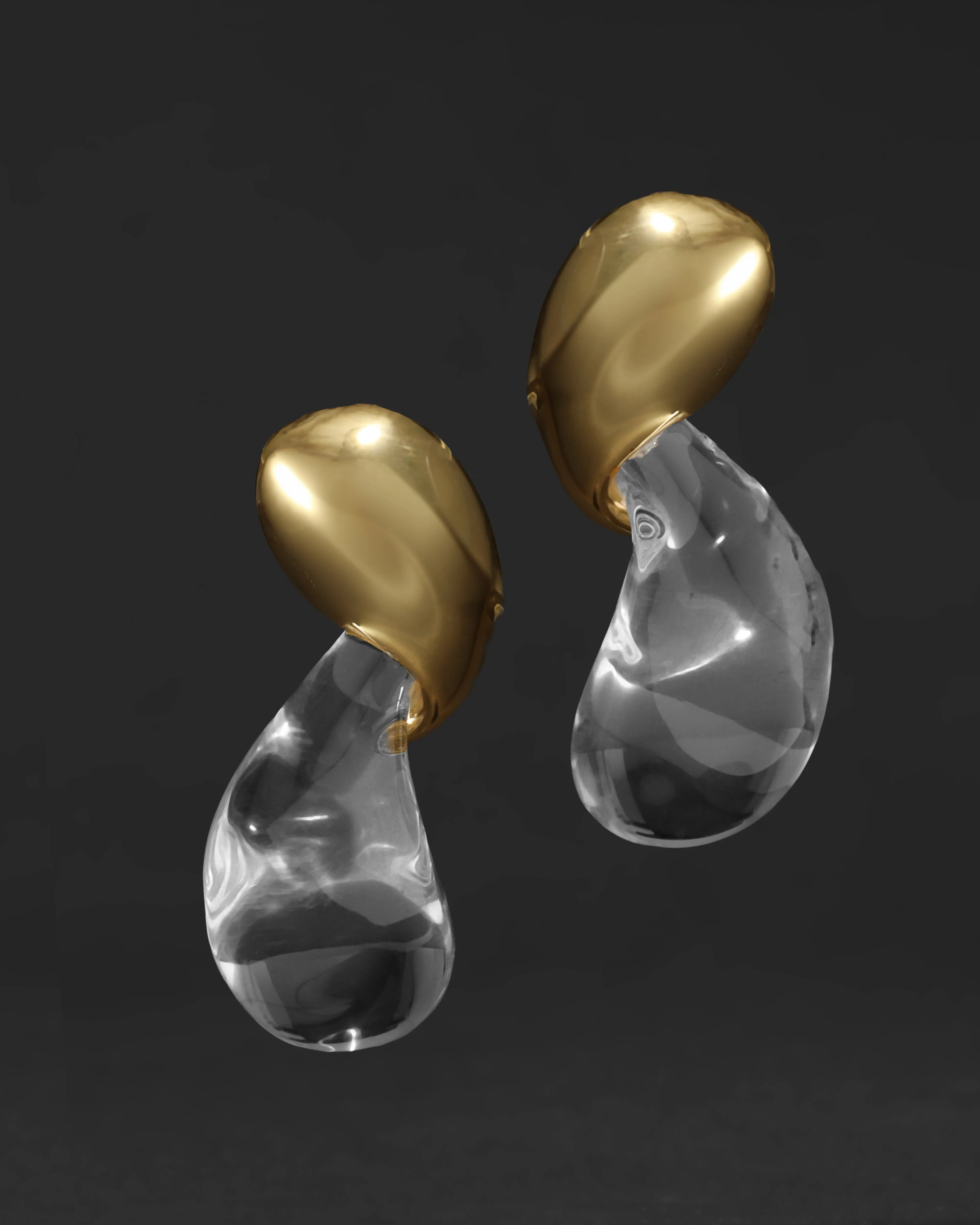 Liquid Lucite Gold Modernist Small Post Earring sold by Alexis Bittar