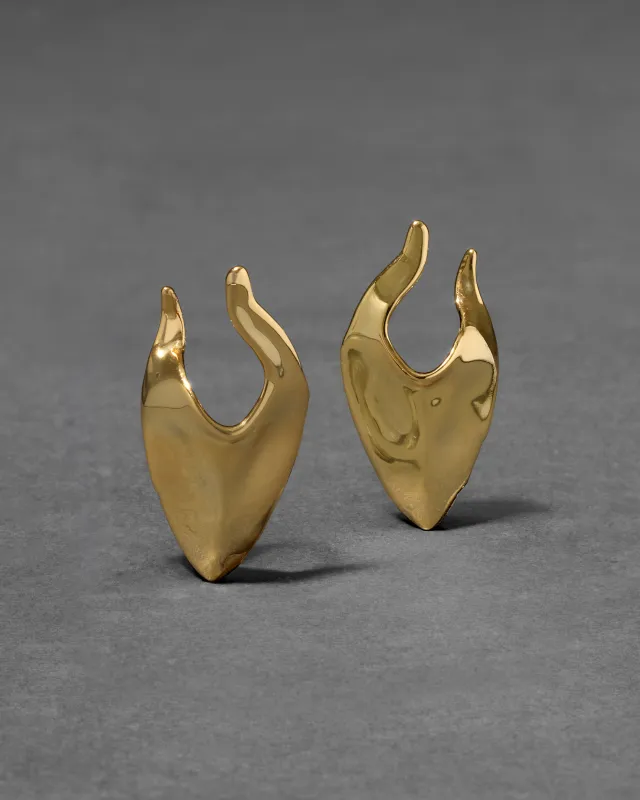 Molten Gold Shield Post Earring made by Alexis Bittar