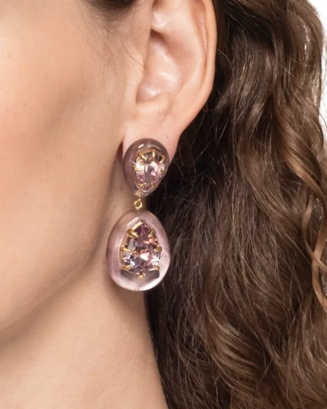 Bonbon Crystal Lucite Teardrop Post Earring- Dusty Rose made by Alexis Bittar