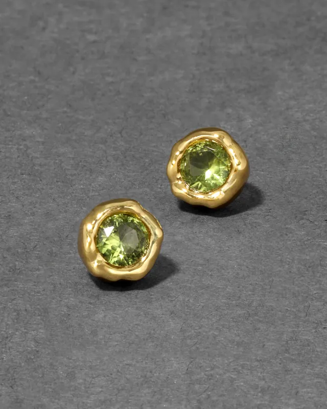Asterales Molten Bezel Stud Earring- Gold & Light Peridot made by Alexis Bittar