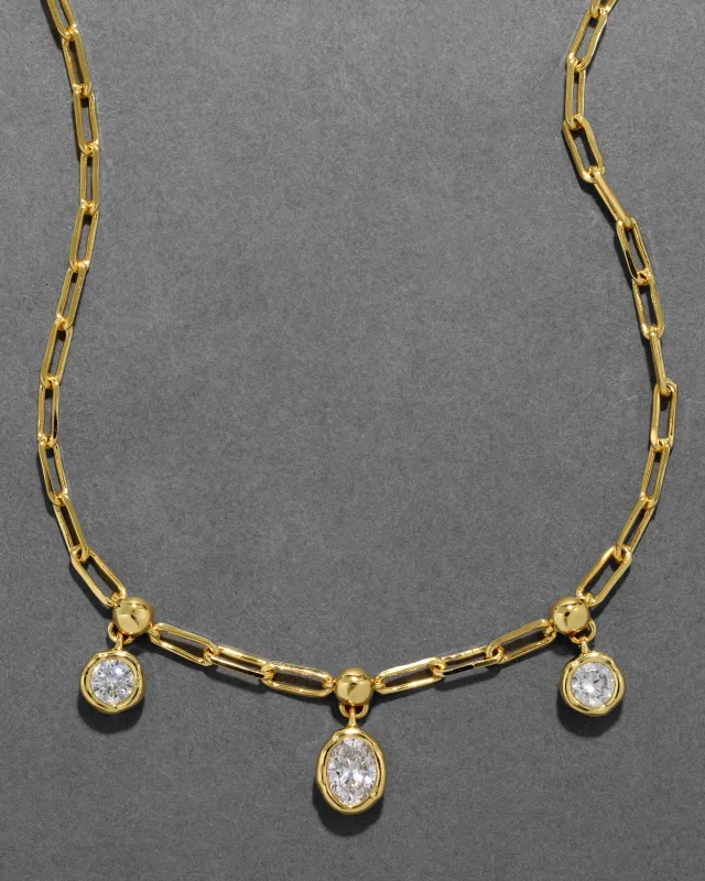 Asterales Gold Triple Charm Necklace made by Alexis Bittar