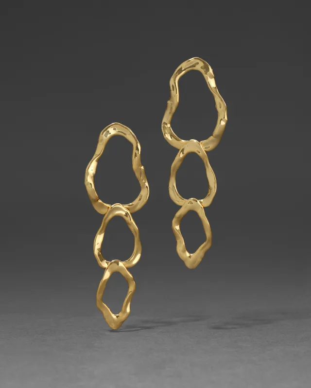 Brut Gold Triple Link Post Earring made by Alexis Bittar