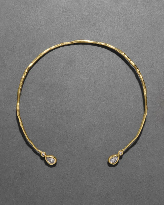 Asterales Gold Crystal Capped Skinny Collar Necklace made by Alexis Bittar