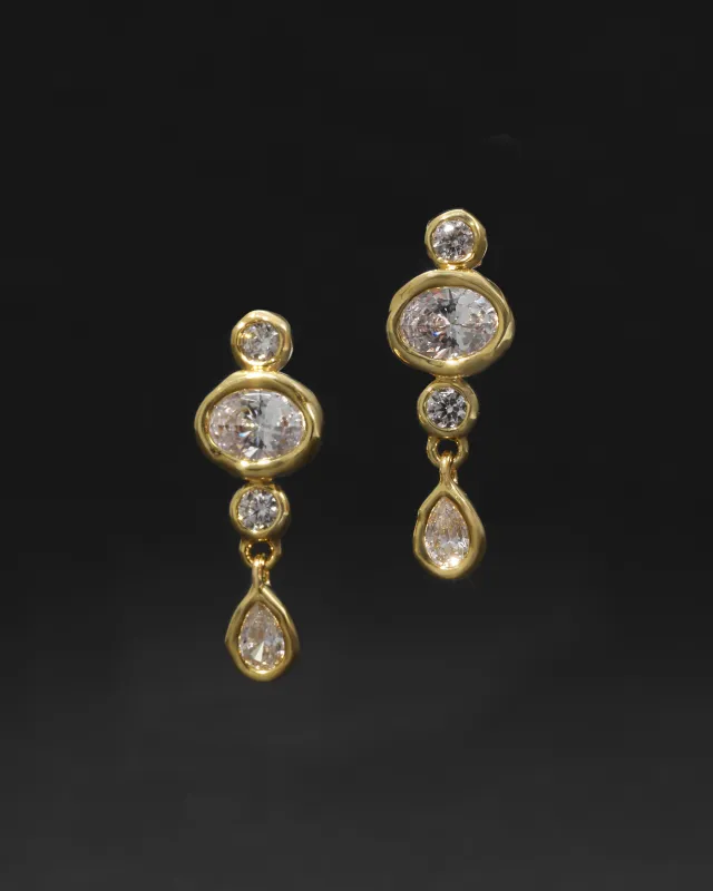 Asterales Gold Crystal Drop Leverback Earring made by Alexis Bittar