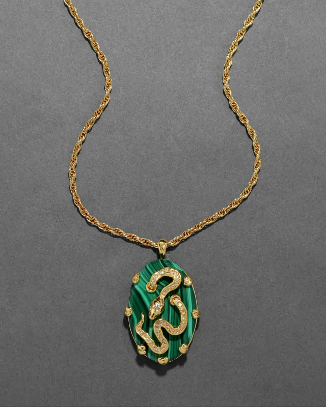 Georgian Serpent Cameo Necklace- Malachite made by Alexis Bittar
