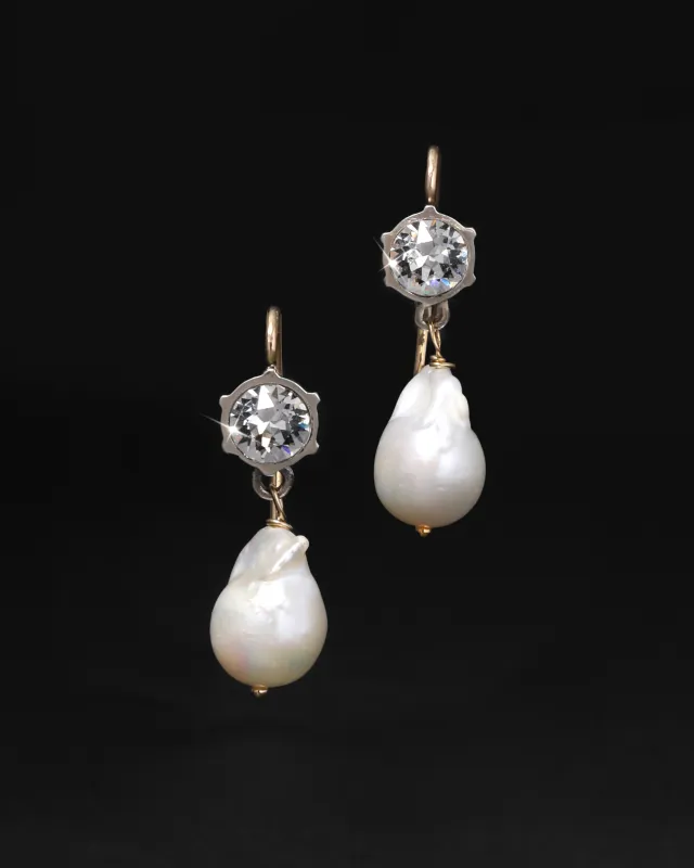Sterling Silver & 14k Gold Cut Luminous Crystal and Pearl Earring made by Alexis Bittar