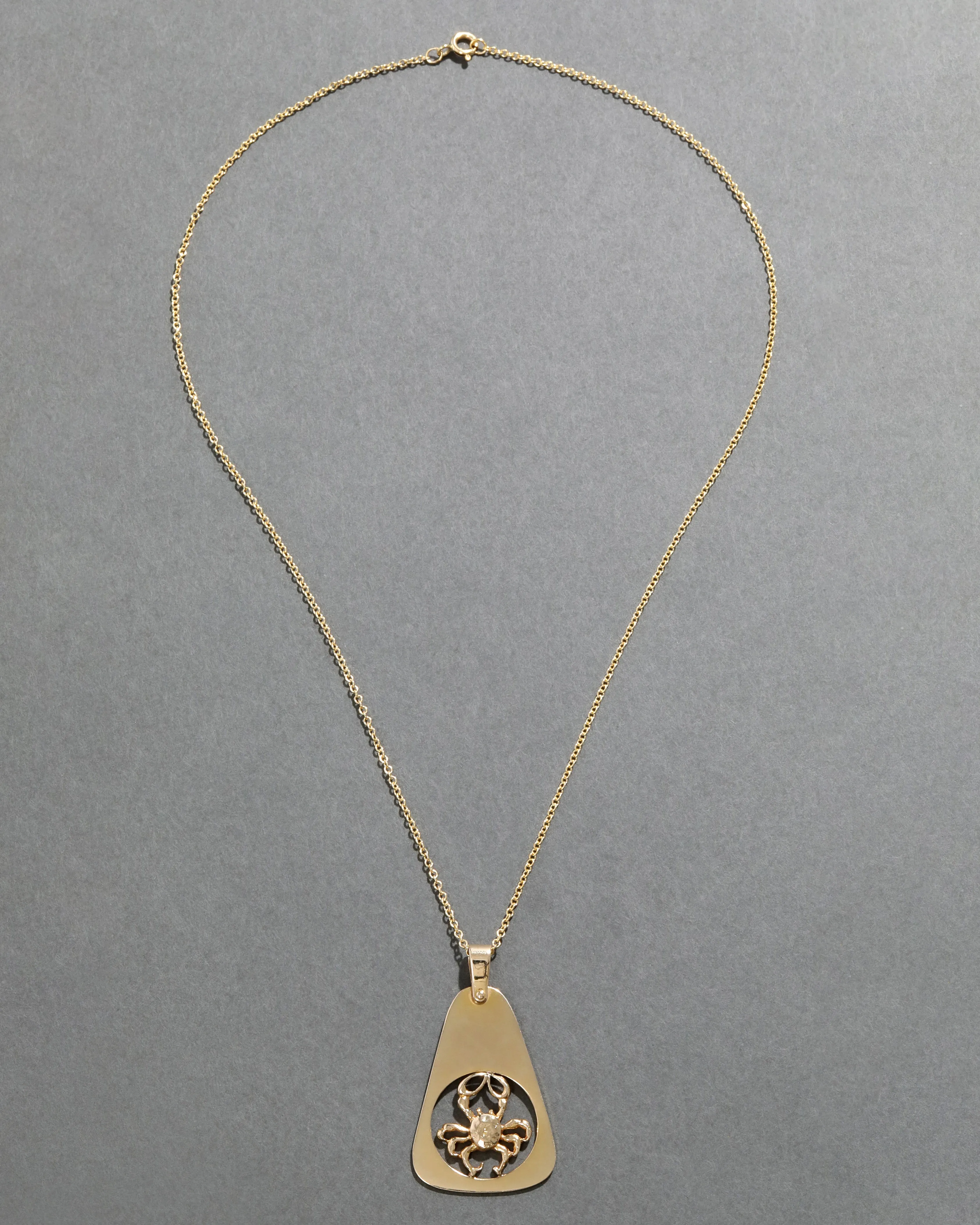Vintage 1970s 14k Gold Cancer Zodiac Pendant Necklace sold by Alexis Bittar product image thumbnail 2