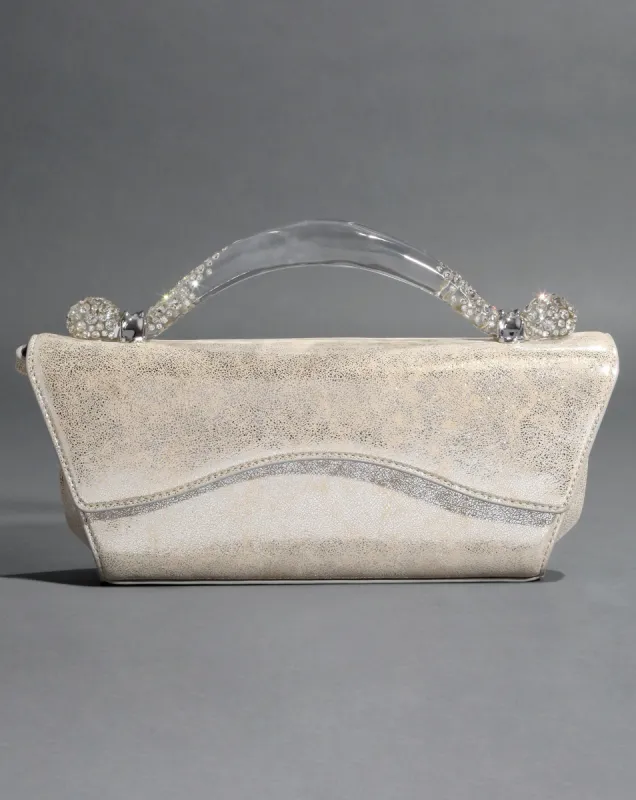 Candy Box Lucite Handle Handbag- Opalescent Pearl sold by Alexis Bittar