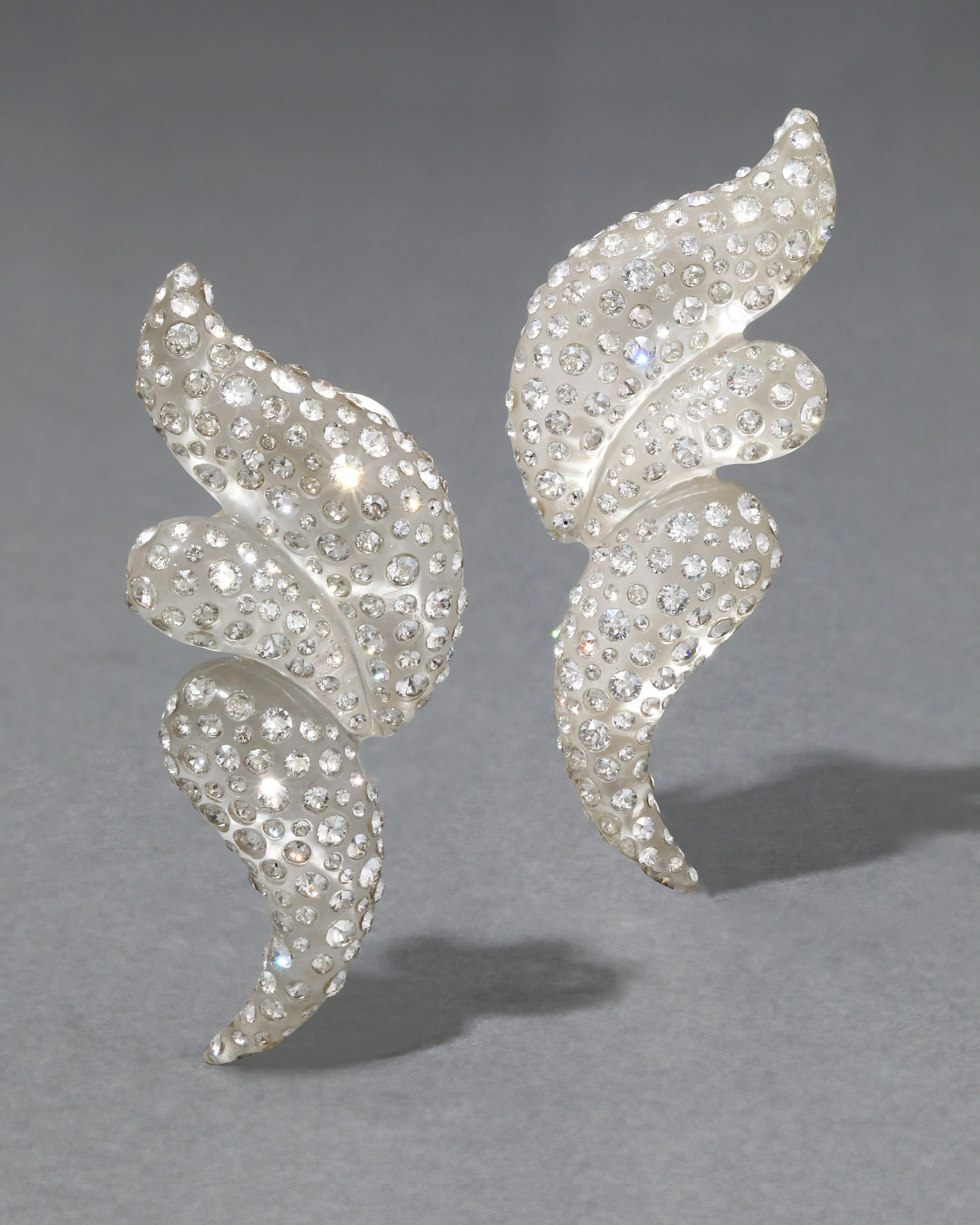 Liquid Lucite Pave Wave Clip Earring- Polished Silver sold by Alexis Bittar