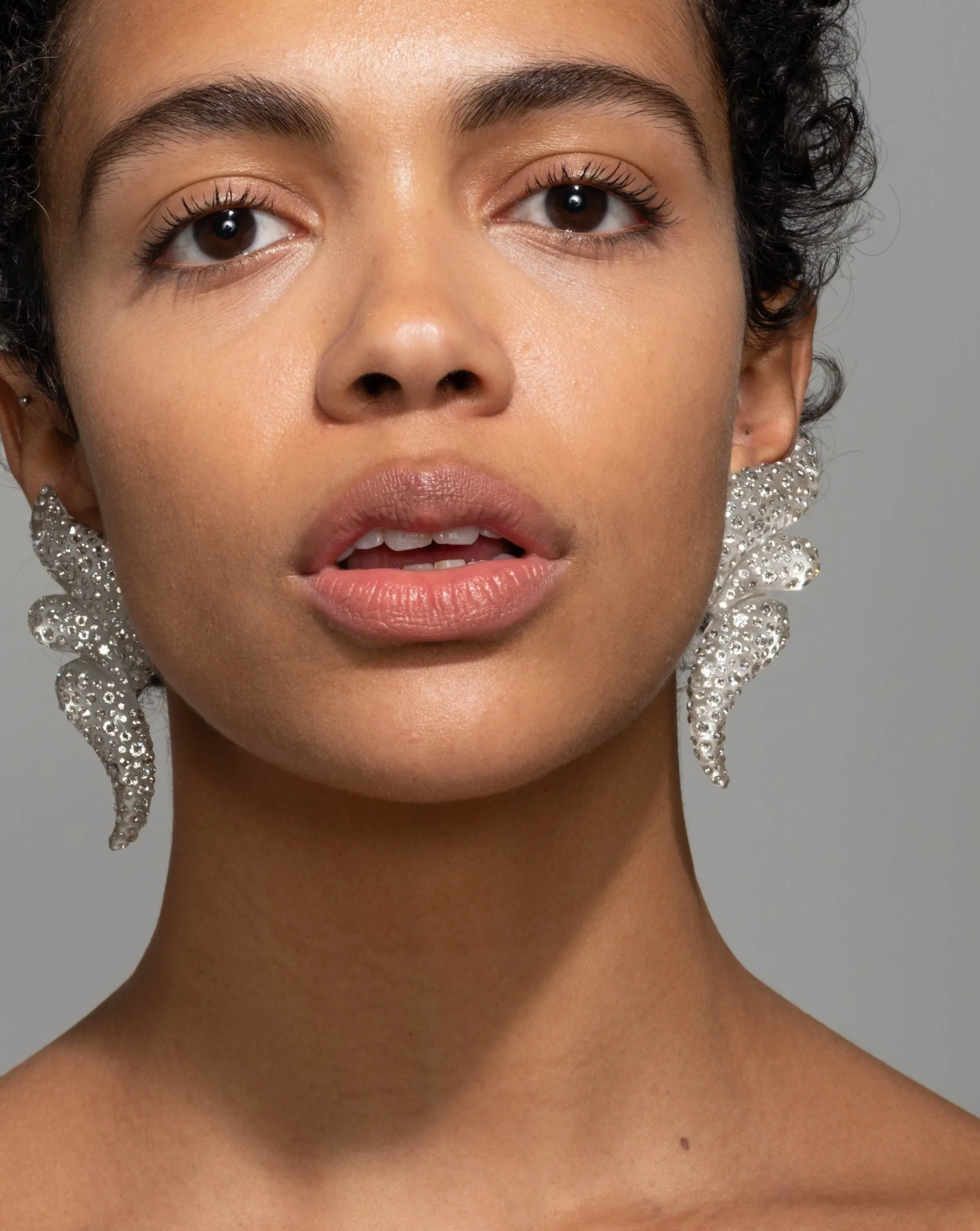 Liquid Lucite Pave Wave Clip Earring- Polished Silver sold by Alexis Bittar product image thumbnail 3