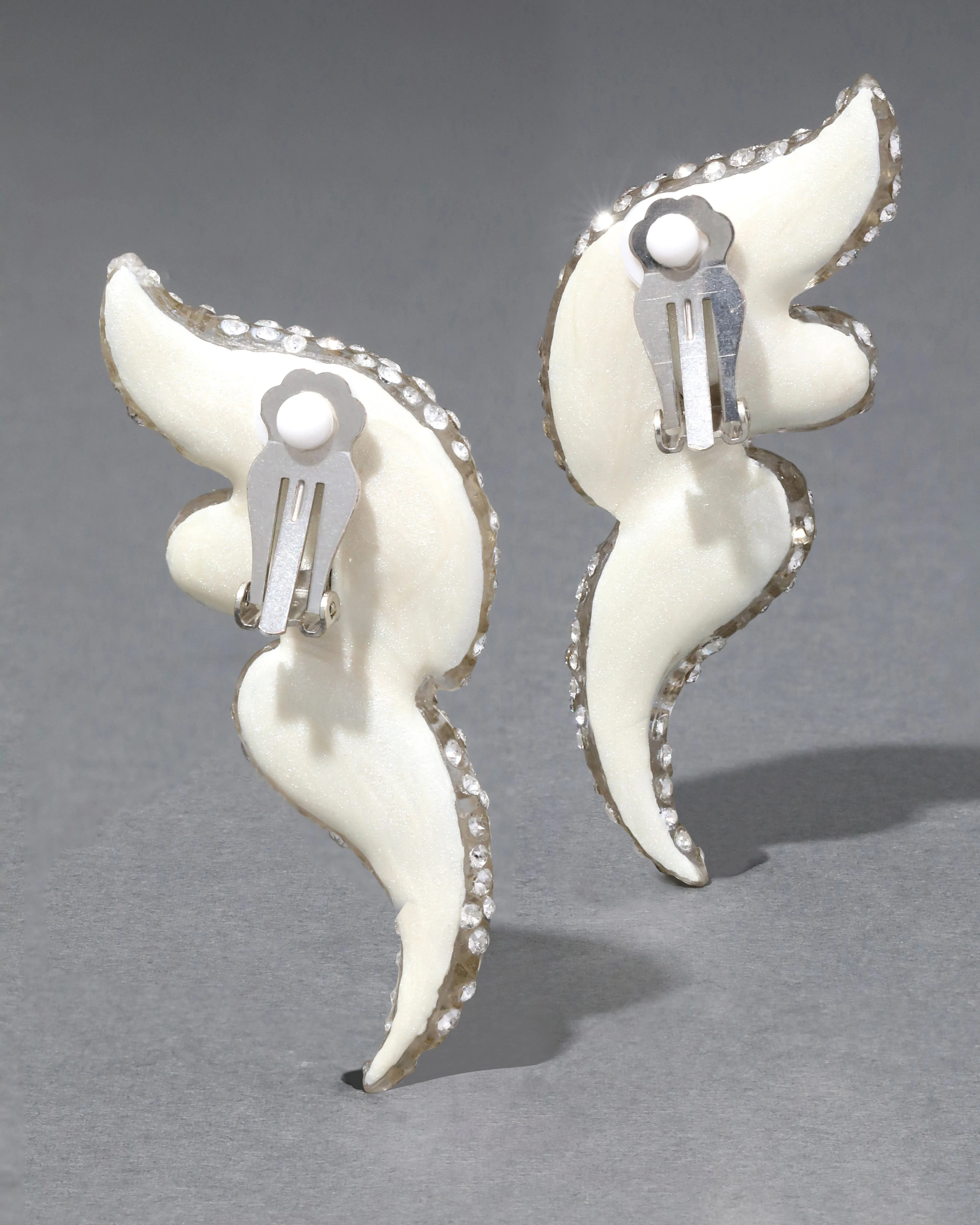 Liquid Lucite Pave Wave Clip Earring- Polished Silver sold by Alexis Bittar product image thumbnail 4