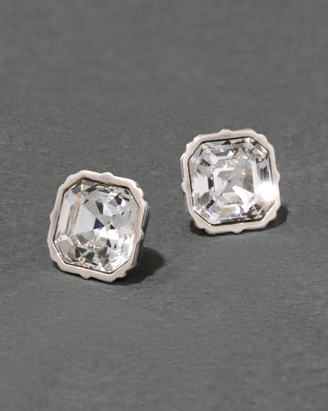 Asscher Cut Luminous Crystal Stone Stud Earrings made by Alexis Bittar