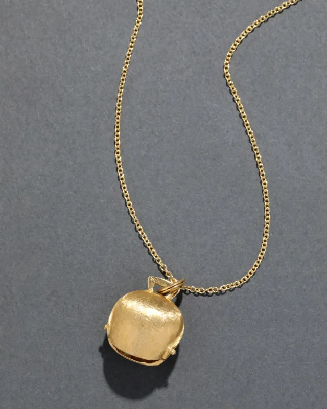 Vintage 1960s 18k Gold Handmade Hand Etched Bell Pendant Necklace sold by Alexis Bittar