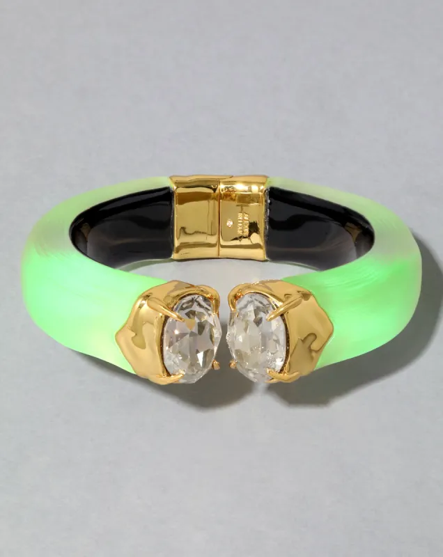 Bonbon Crystal Lucite Hinge Bracelet- Neon Green sold by Alexis Bittar