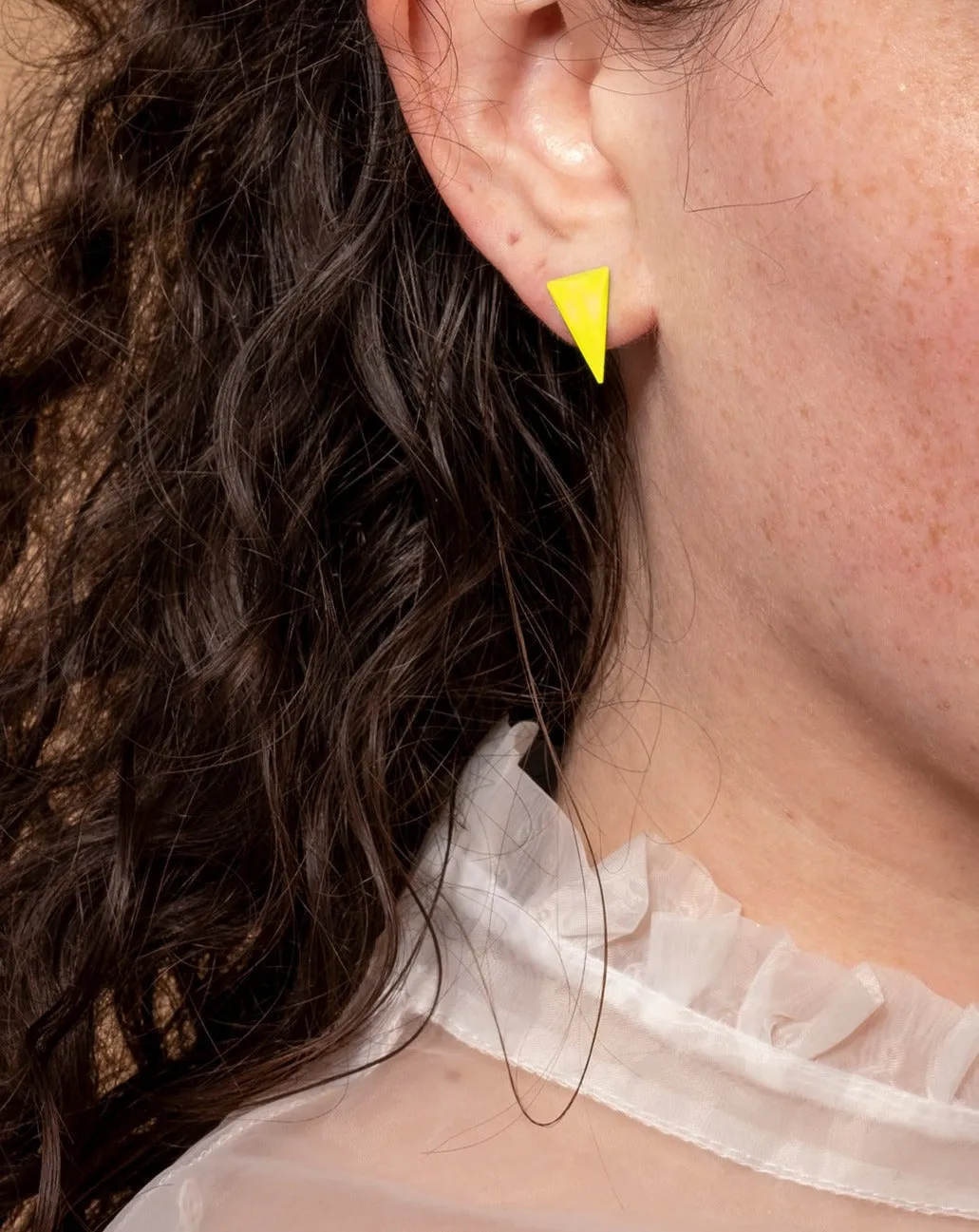Lucite Pyramid Spike Post Earring - Neon Yellow sold by Alexis Bittar product image thumbnail 2