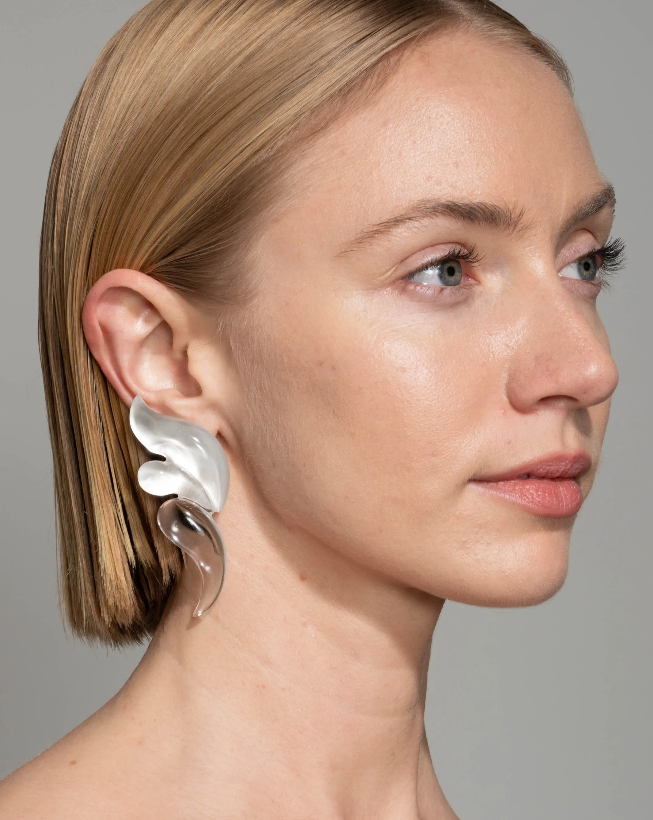 Liquid Lucite Wave Clip Earring- Polished Silver sold by Alexis Bittar product image thumbnail 2