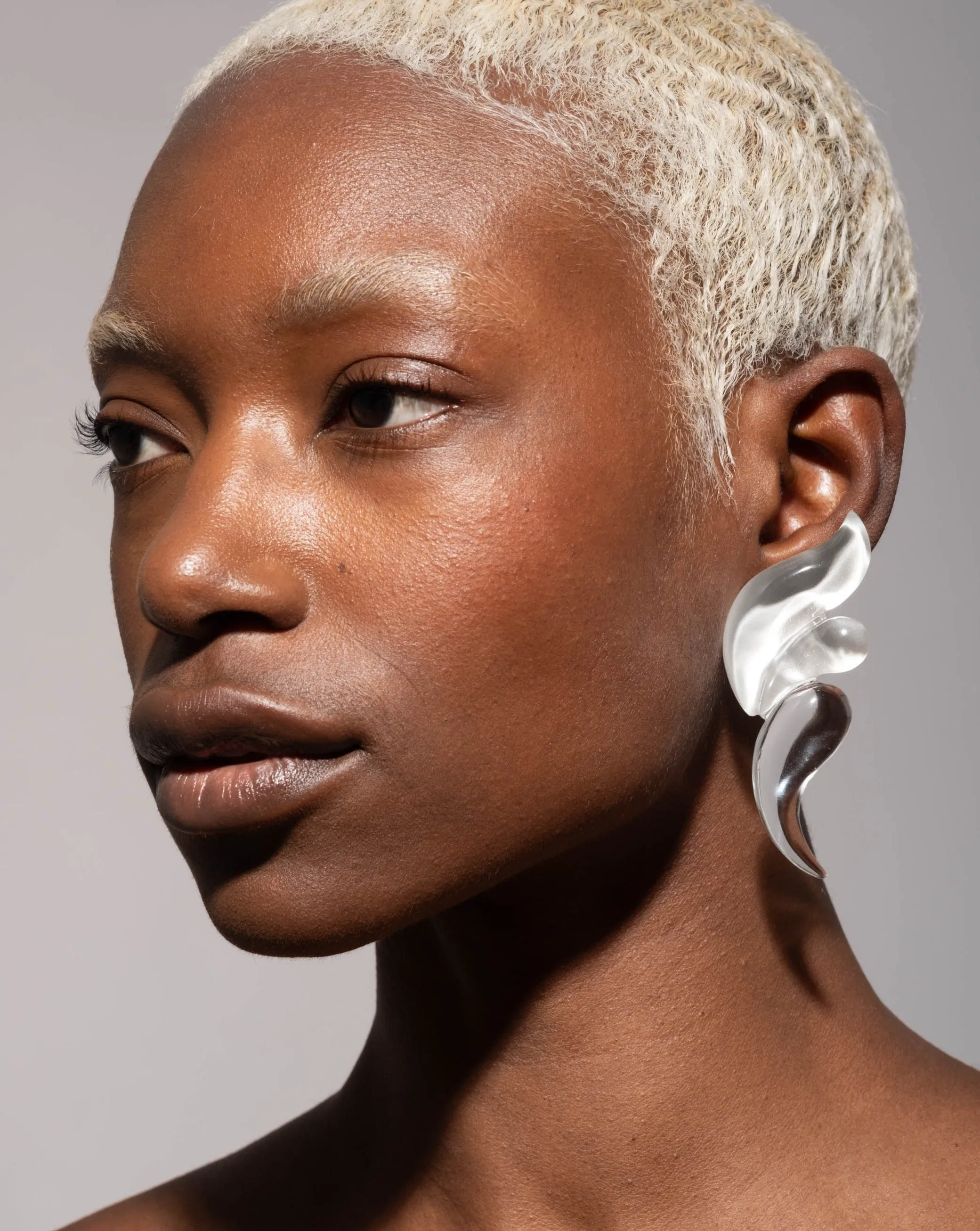 Liquid Lucite Wave Clip Earring- Polished Silver sold by Alexis Bittar product image thumbnail 3