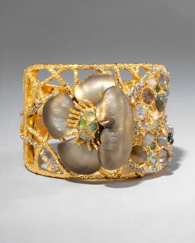 Archive Lucite Floral Byzantine Wide Hinge Bracelet sold by Alexis Bittar