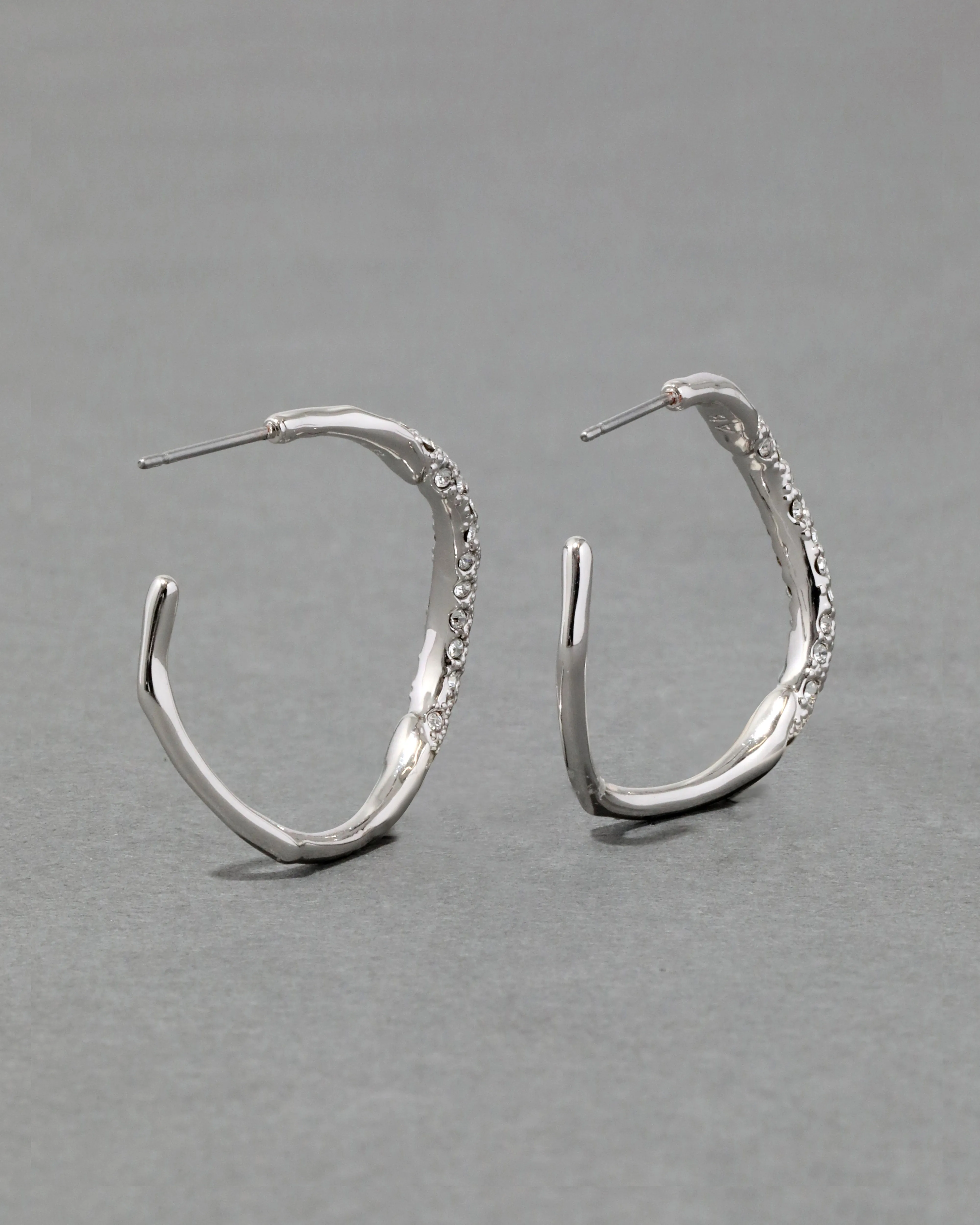 Silver Pave Hoop Earring sold by Alexis Bittar product image thumbnail 4