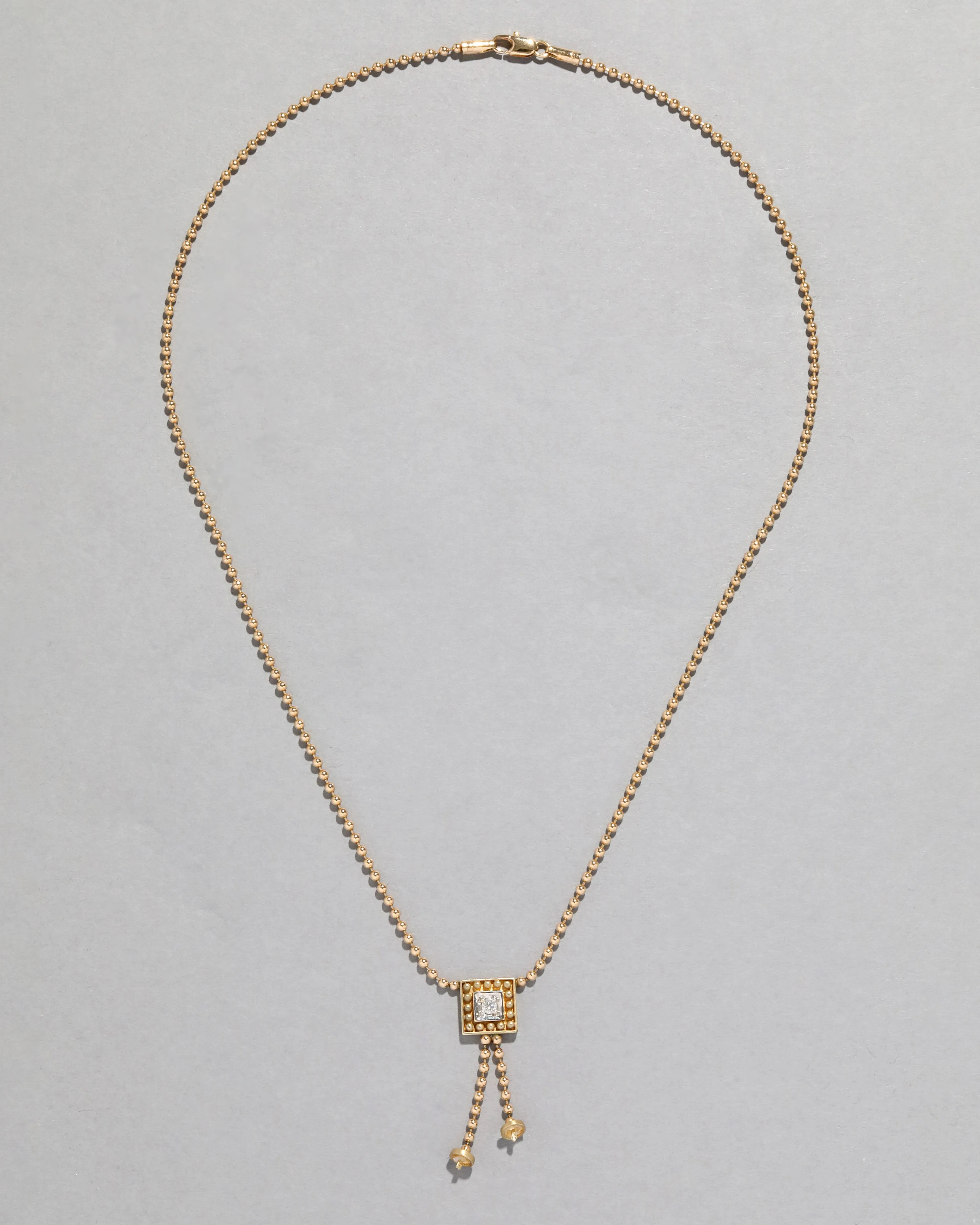 Vintage 1990s 14k Gold Tassel Diamond Ball Chain Necklace sold by Alexis Bittar product image thumbnail 2