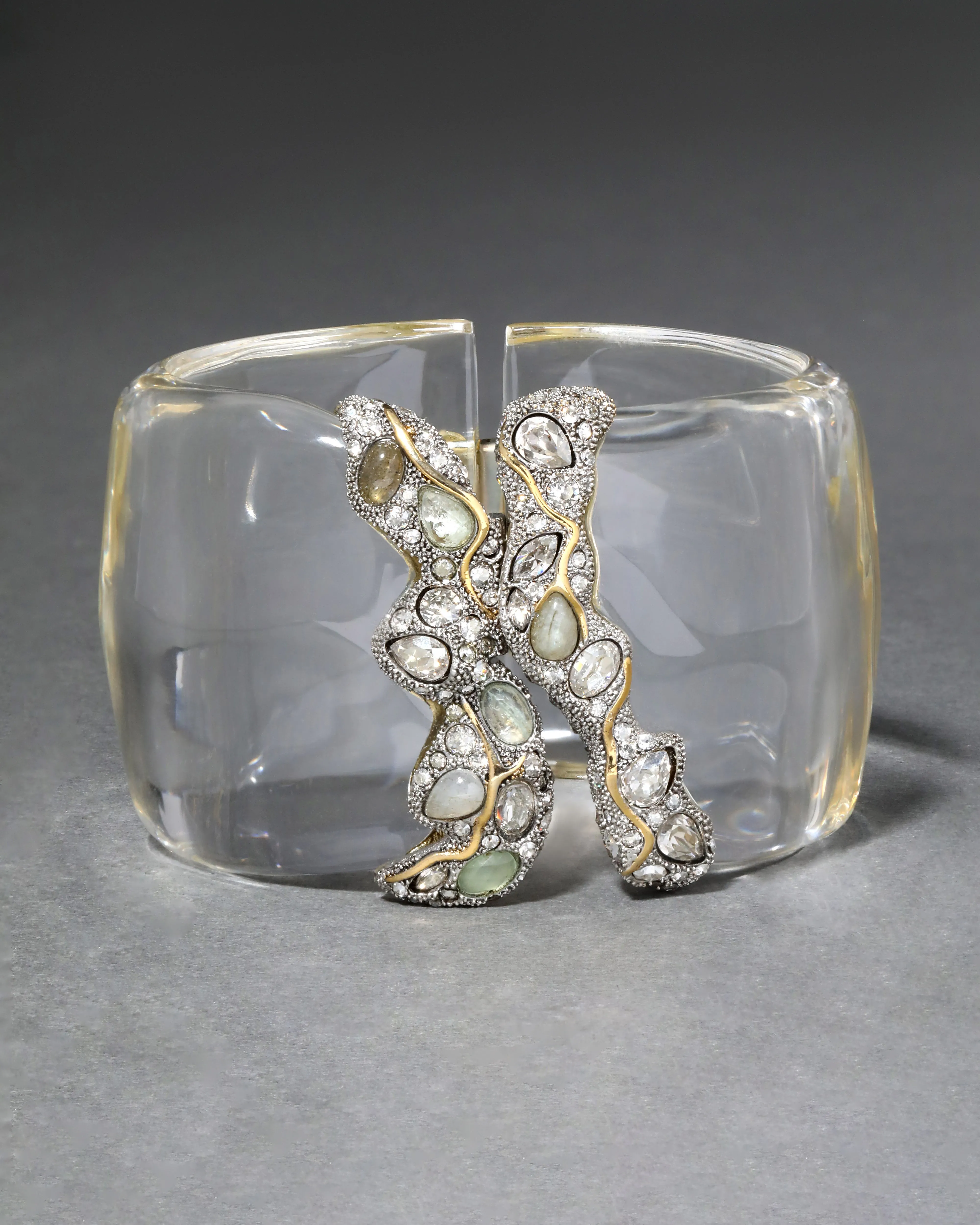 Archive Jardin Mystere Hinged Bracelet in Clear Lucite sold by Alexis Bittar