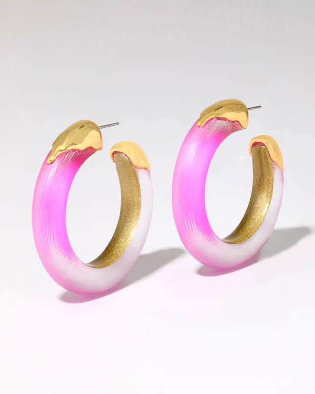 Luminous Lucite Gold Dipped Hoop Earring- Azalea sold by Alexis Bittar