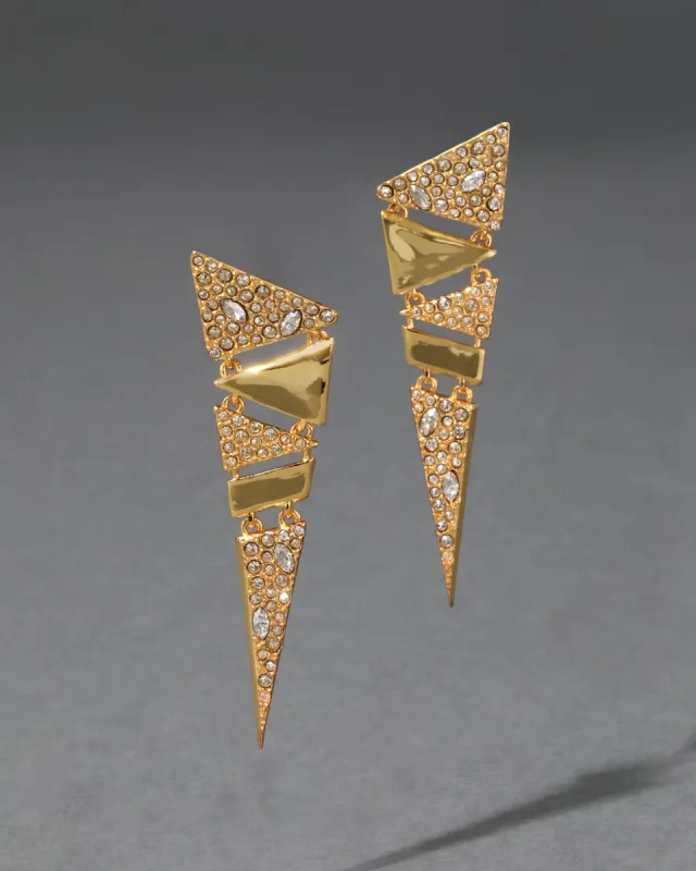 Articulated Triangle Crystal Earring- Gold sold by Alexis Bittar