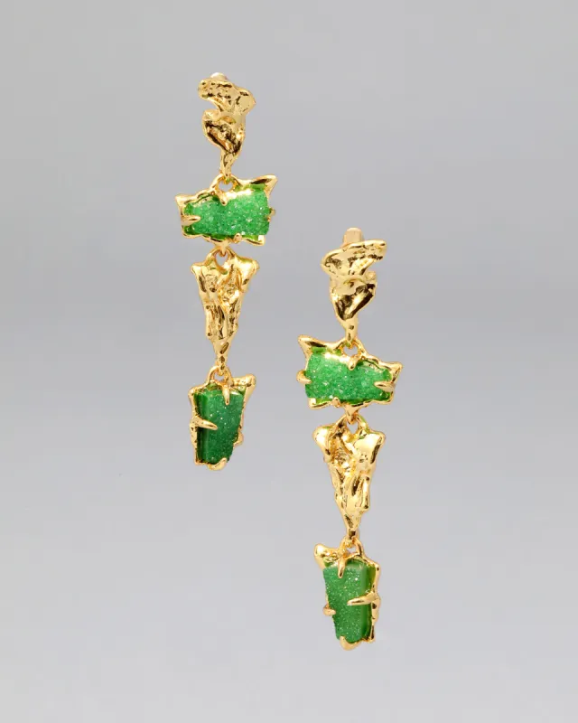 Mobile Green Druzy Linear Post Earring sold by Alexis Bittar