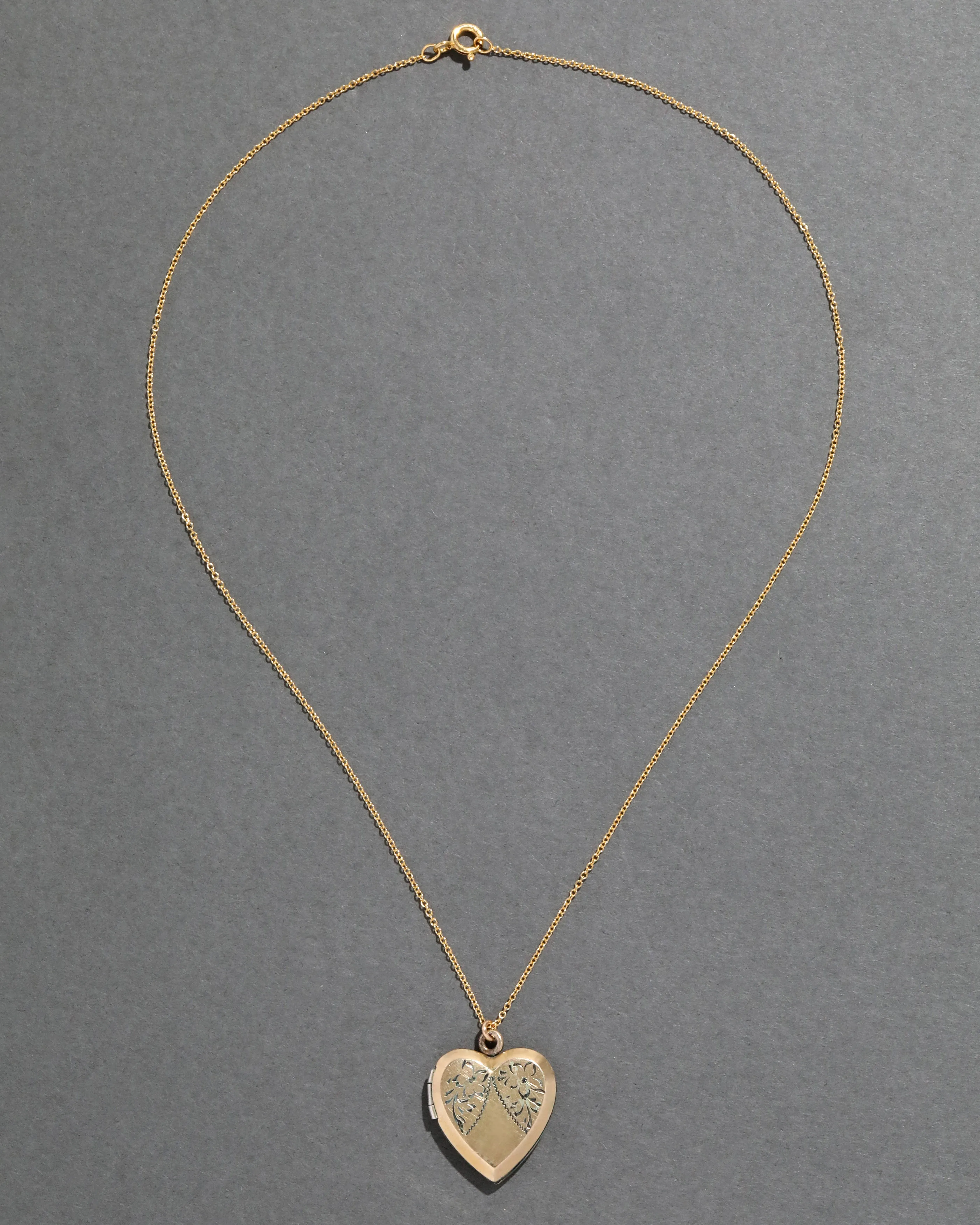 Vintage 1950s 12k Gold FIlled Engraved Heart Locket Necklace sold by Alexis Bittar product image thumbnail 2