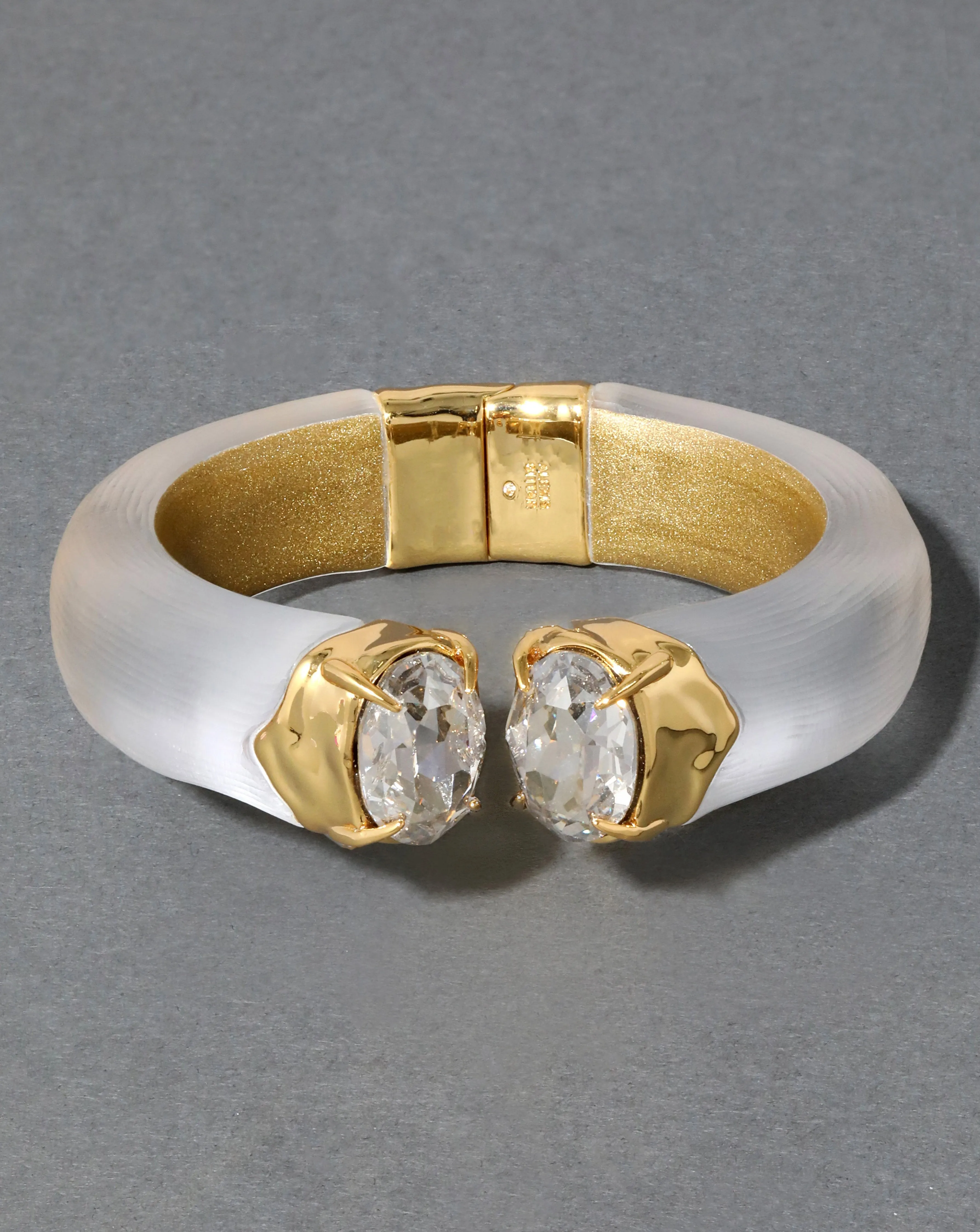 Bonbon Crystal Lucite Hinge Bracelet- Silver sold by Alexis Bittar