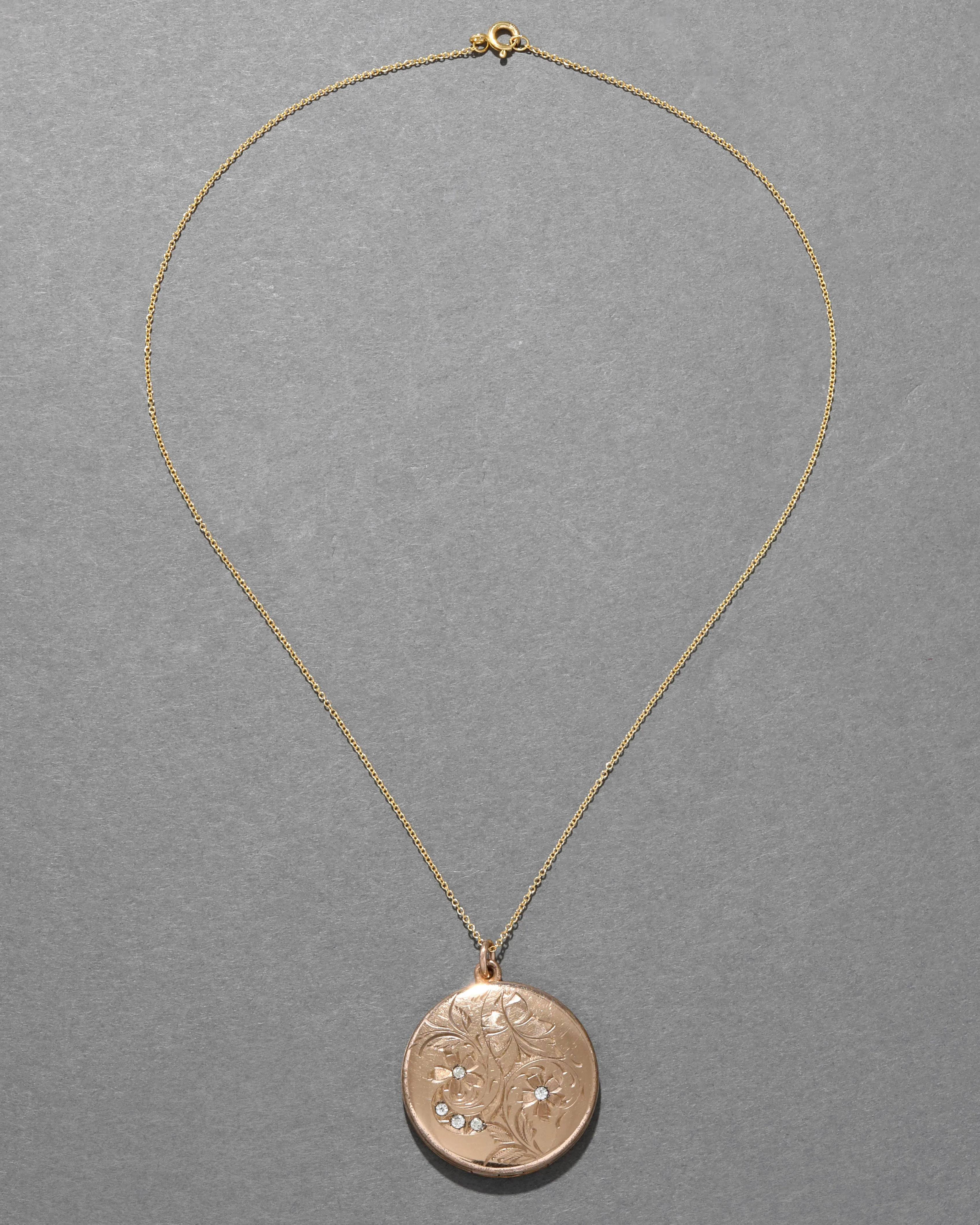 Antique 1890s 14k Gold Filled Hand Etched Floral Locket Necklace sold by Alexis Bittar product image thumbnail 2