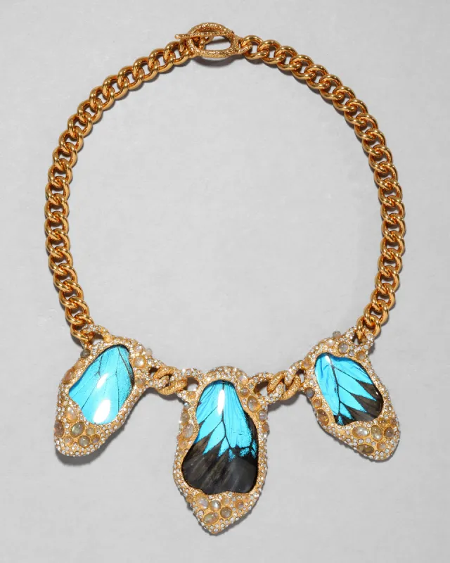 Archive Crystal Encrusted Triple Butterfly Wing Bib Necklace sold by Alexis Bittar