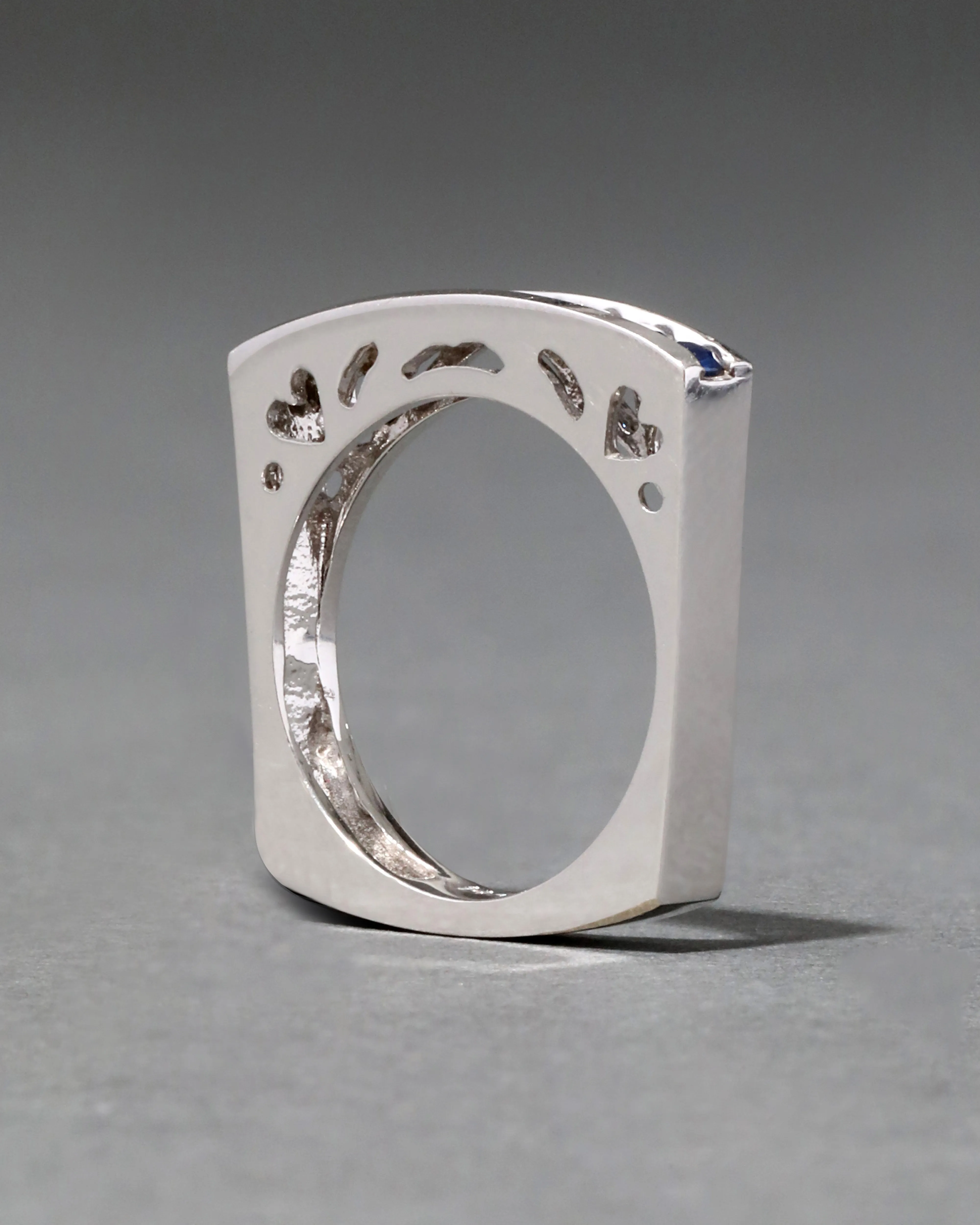 Vintage 14k White Gold Sapphire Squared Band Stacking Ring sold by Alexis Bittar product image thumbnail 4