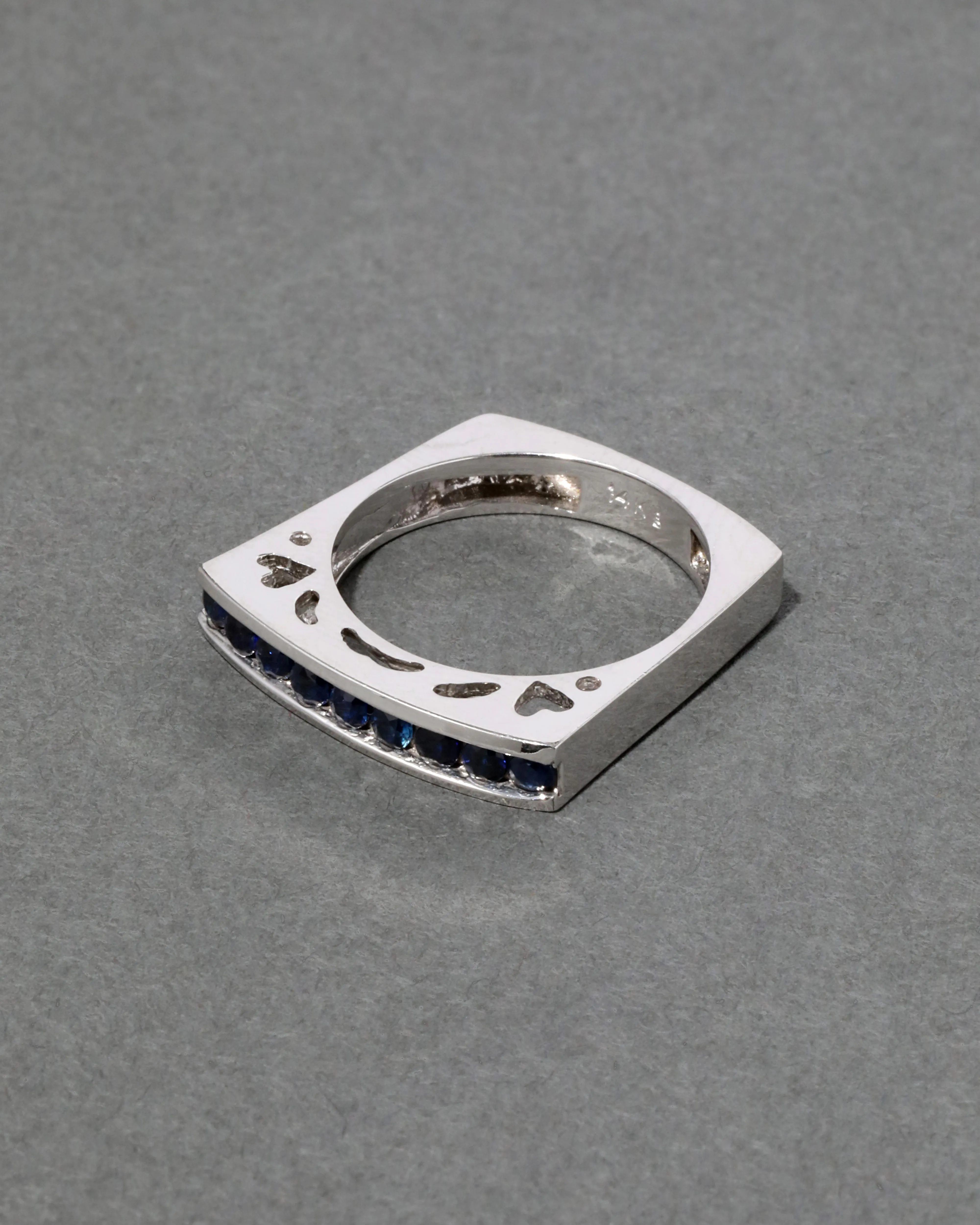 Vintage 14k White Gold Sapphire Squared Band Stacking Ring sold by Alexis Bittar product image thumbnail 3