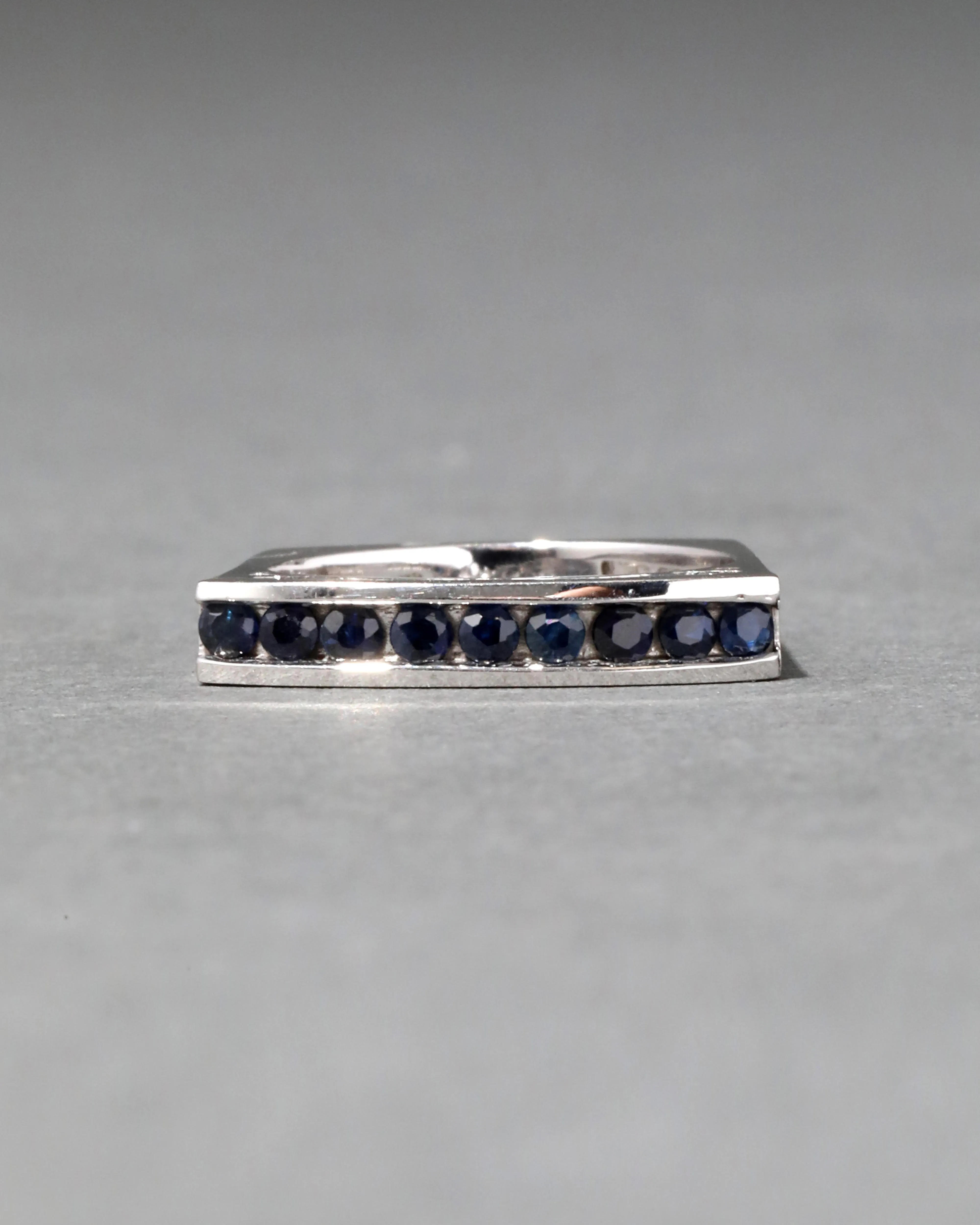 Vintage 14k White Gold Sapphire Squared Band Stacking Ring sold by Alexis Bittar product image thumbnail 2