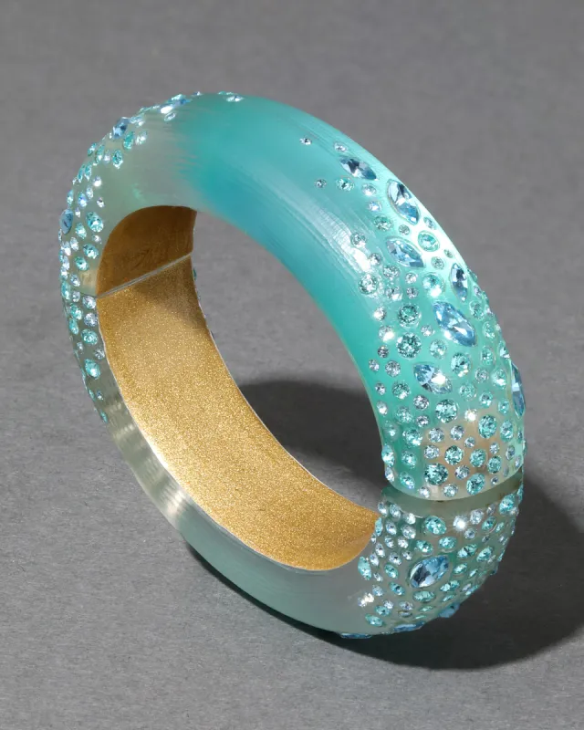 Confetti Crystal Lucite Hinge Bracelet- Mint Green sold by Alexis Bittar
