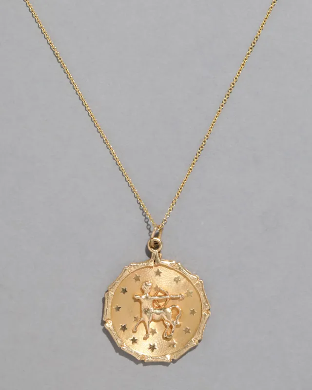 Vintage 1980s 14k Gold Sagittarius Pendant Necklace sold by Alexis Bittar