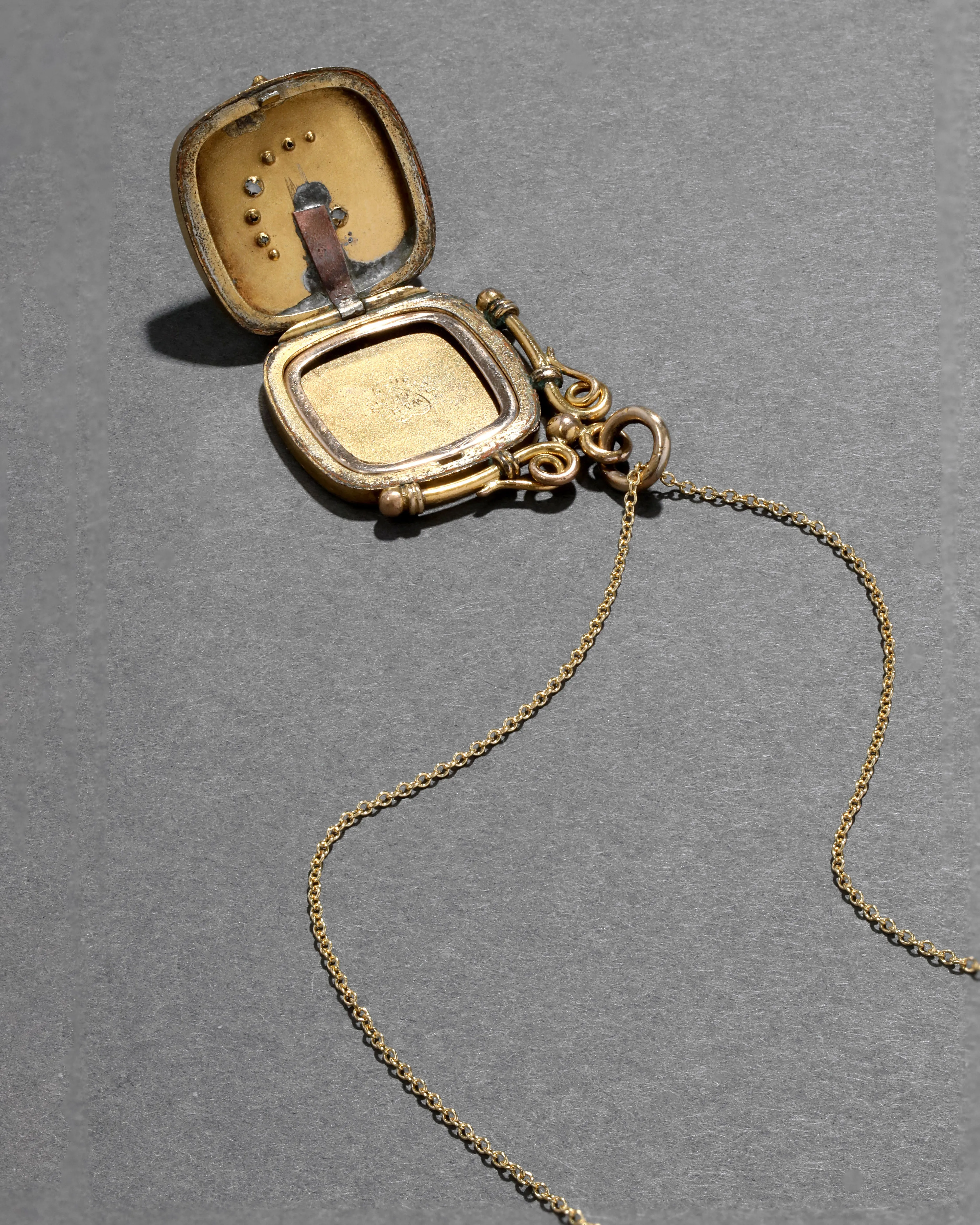 Antique Victorian 1880s 14k Gold Filled Crescent Moon & Star Locket Necklace sold by Alexis Bittar product image thumbnail 3