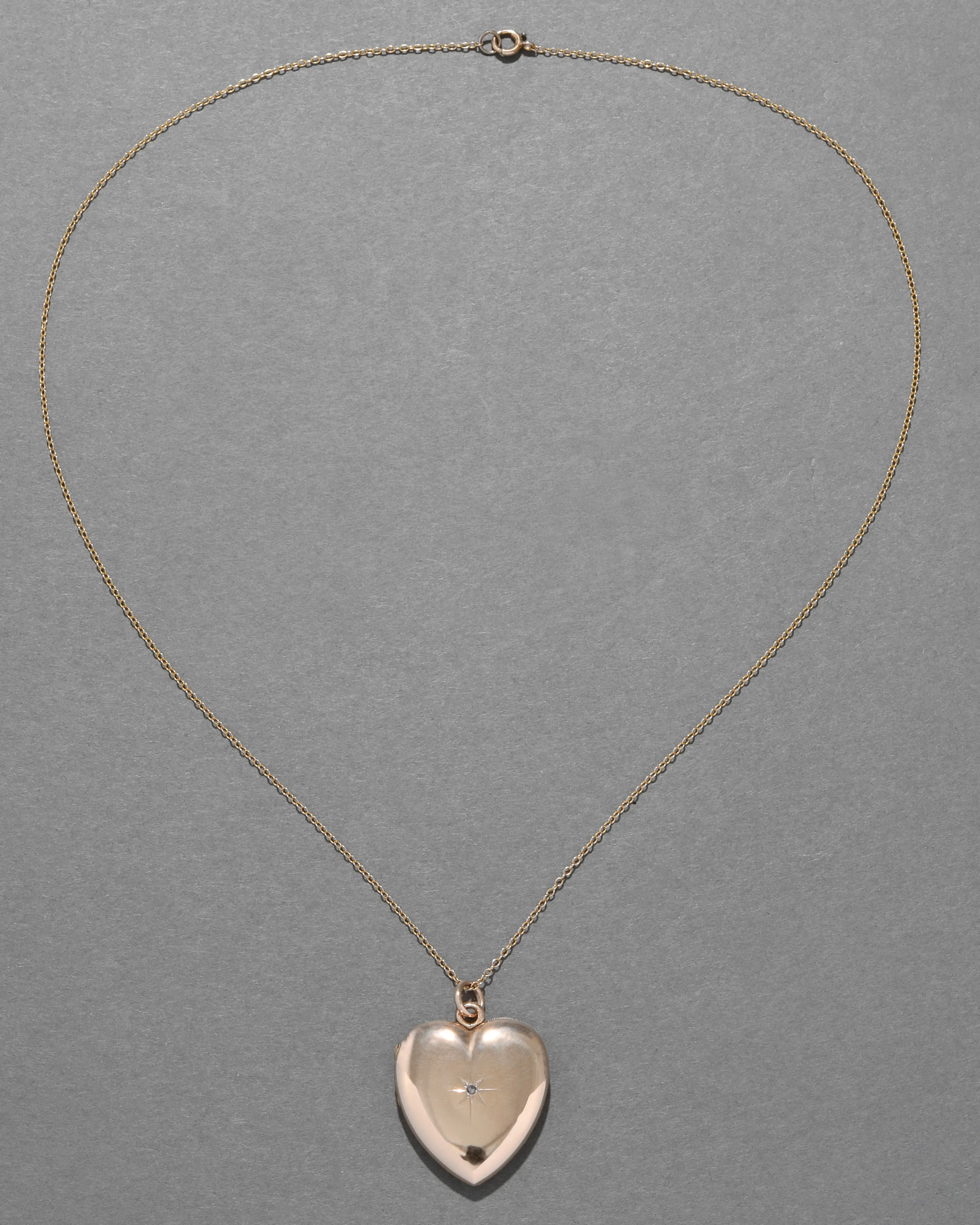 Antique 1920s 14k Gold Filled Crystal Hand Etched Heart Locket Necklace sold by Alexis Bittar product image thumbnail 2