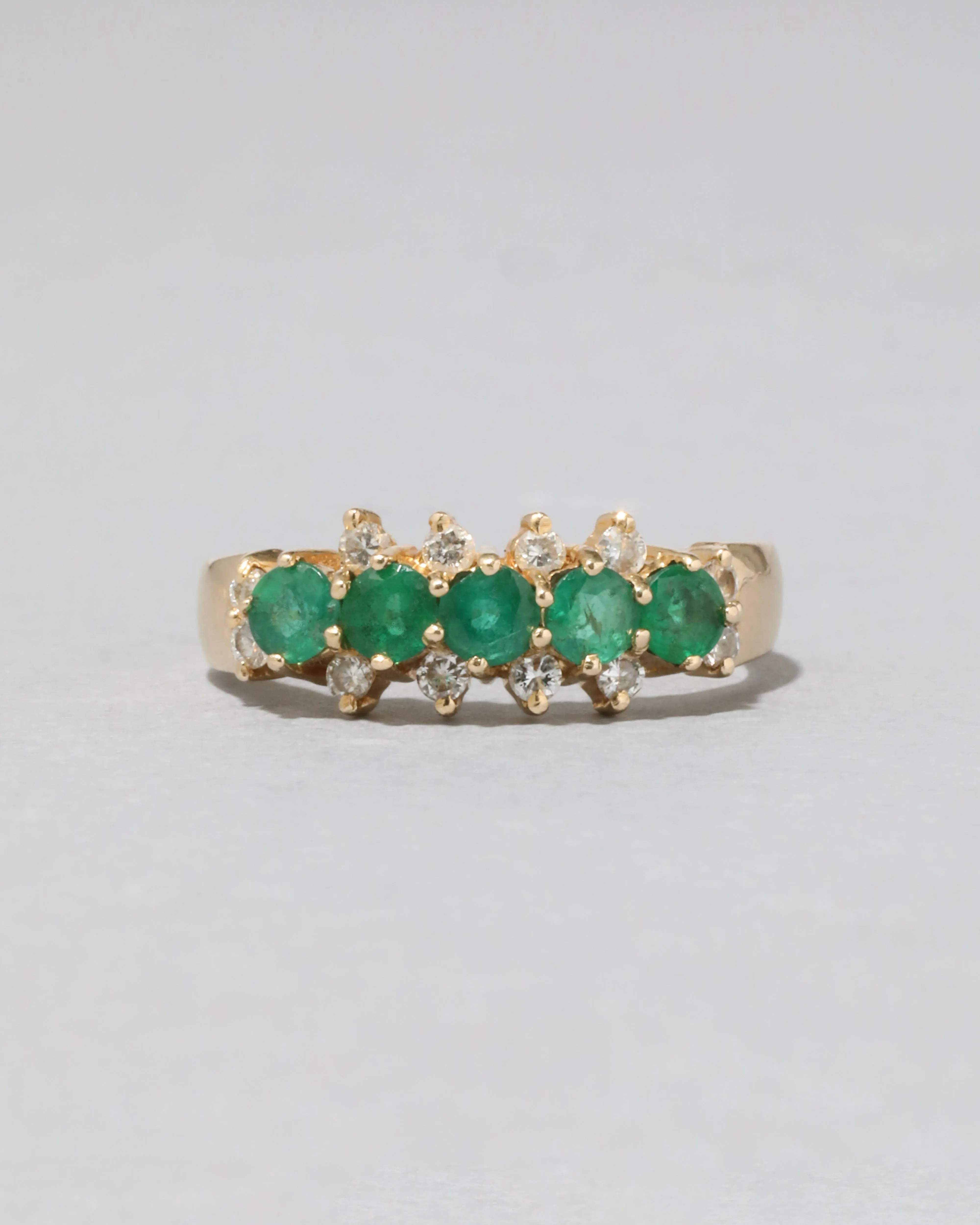 Vintage 14k Gold Emerald & Diamond Prong Ring sold by Alexis Bittar product image thumbnail 3