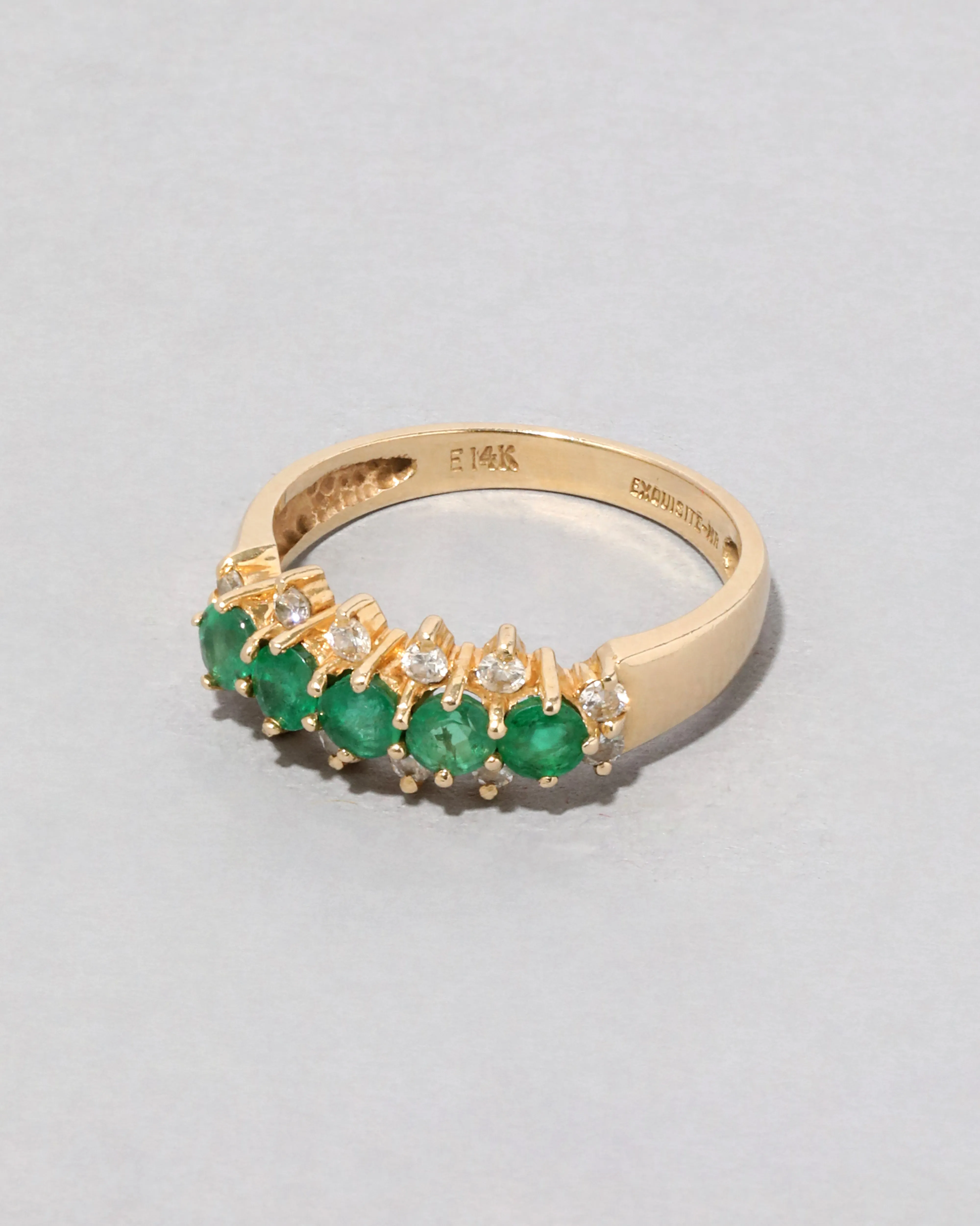 Vintage 14k Gold Emerald & Diamond Prong Ring sold by Alexis Bittar product image thumbnail 2