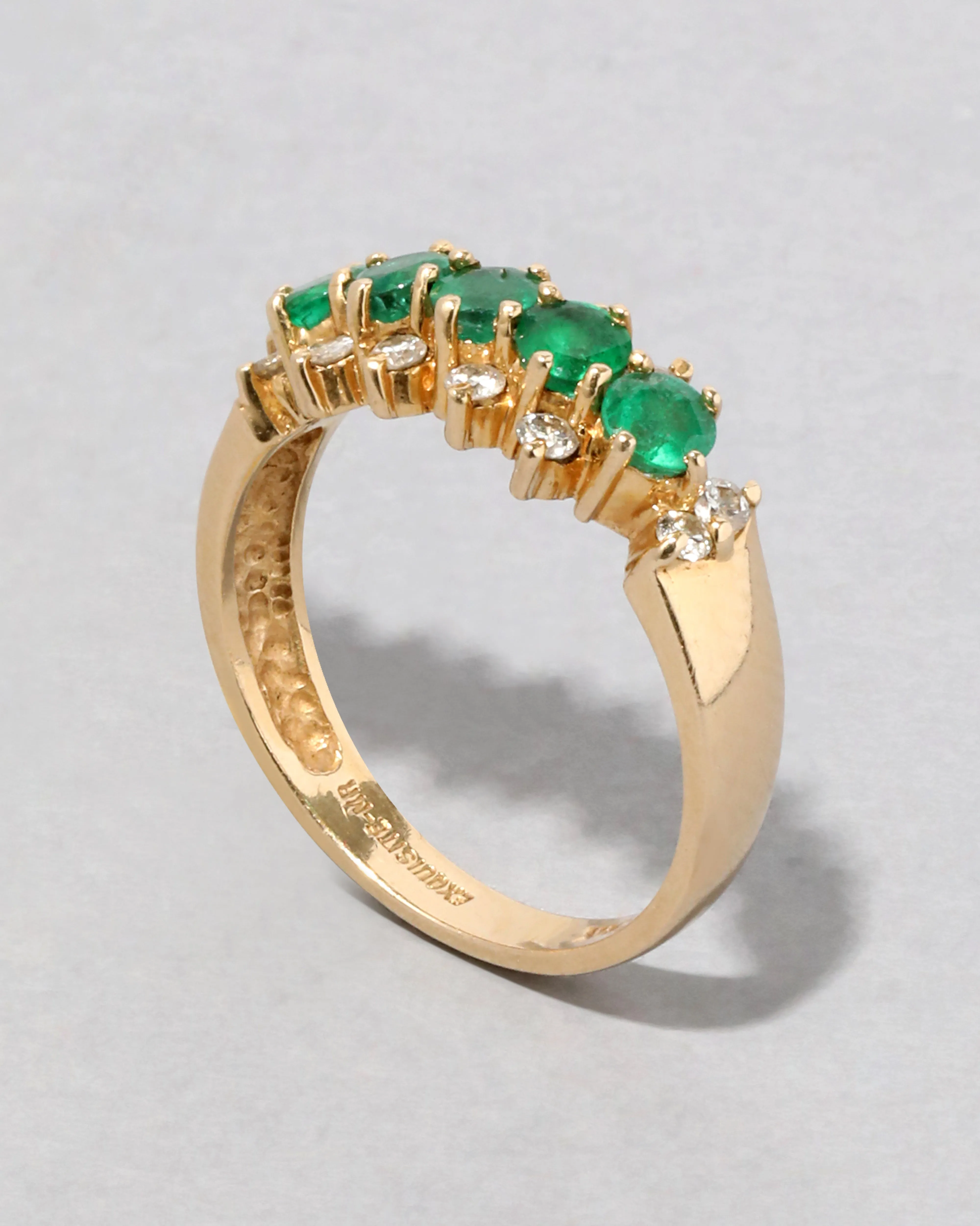 Vintage 14k Gold Emerald & Diamond Prong Ring sold by Alexis Bittar